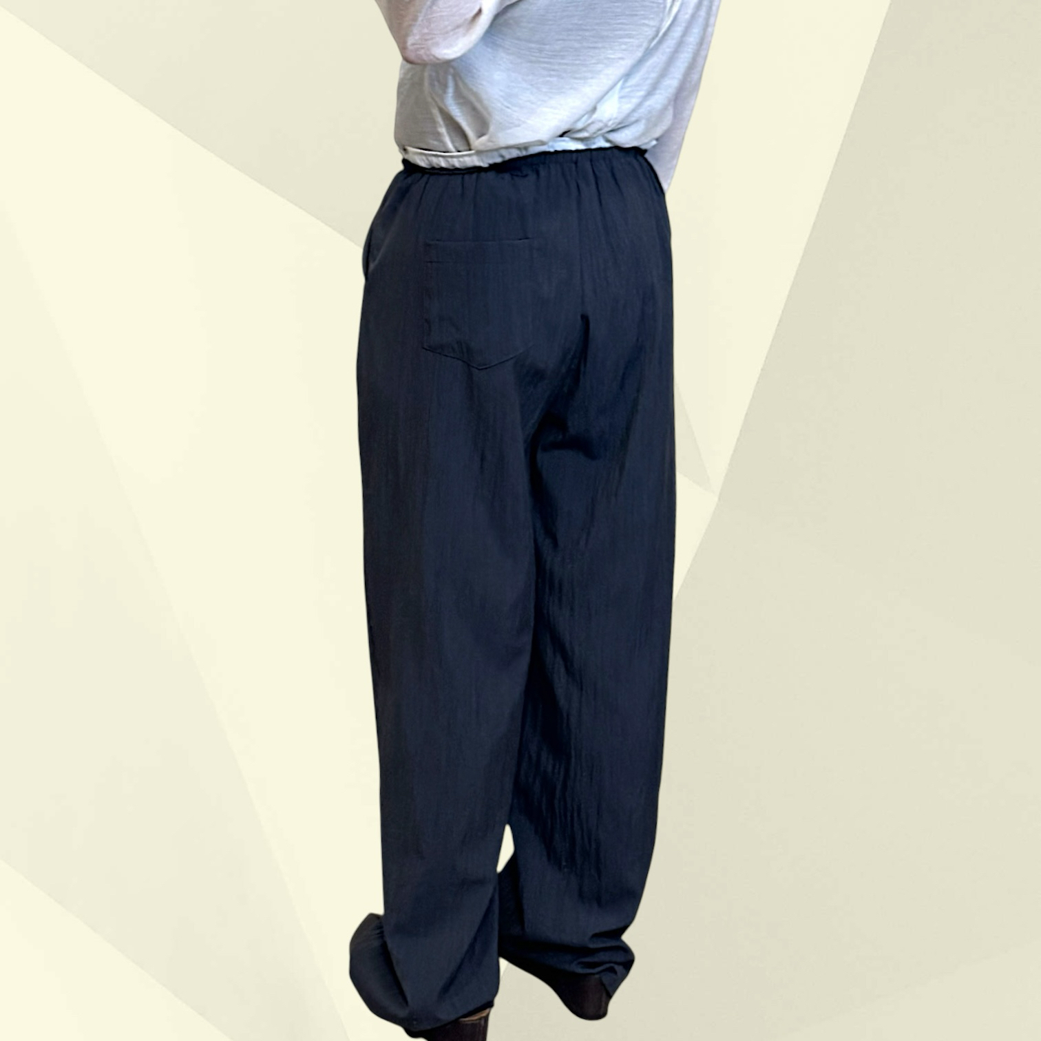 221194 撞色風褸料長褲