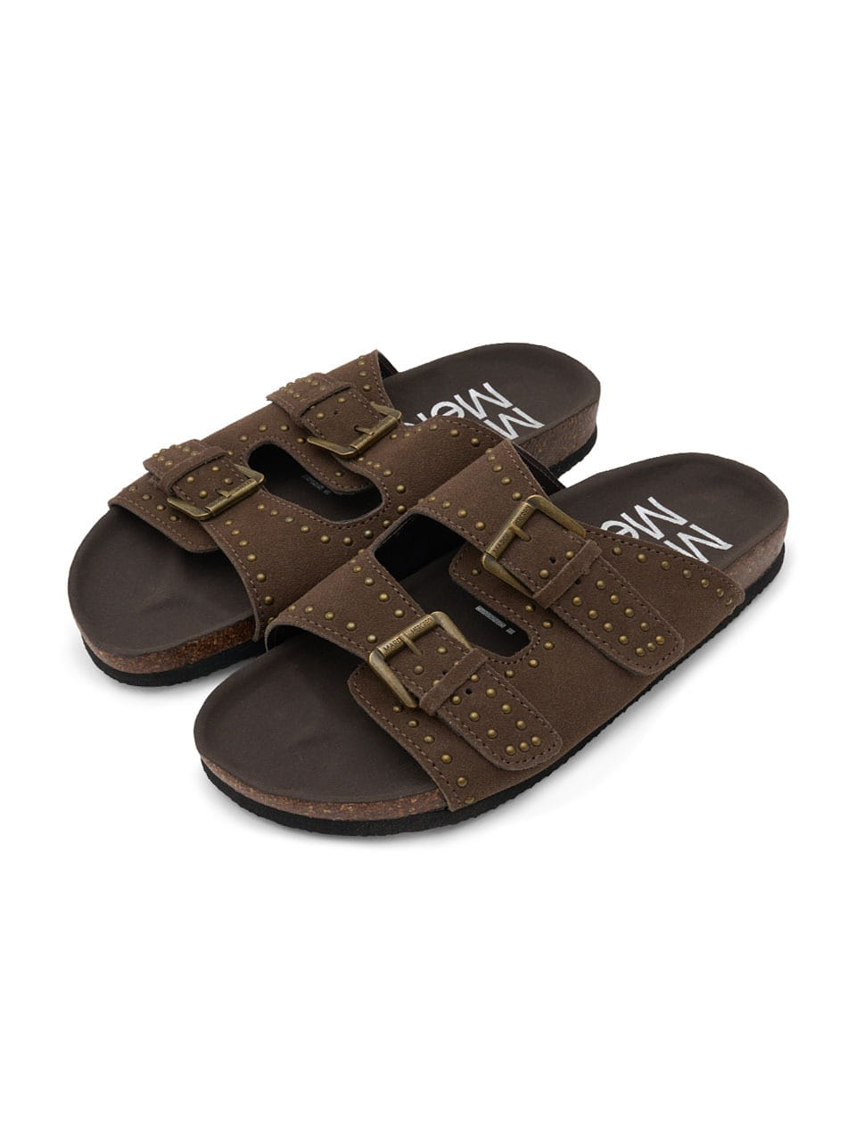 Mardi MercrediSuede Double Strap Buckle Stud Slides 🤎