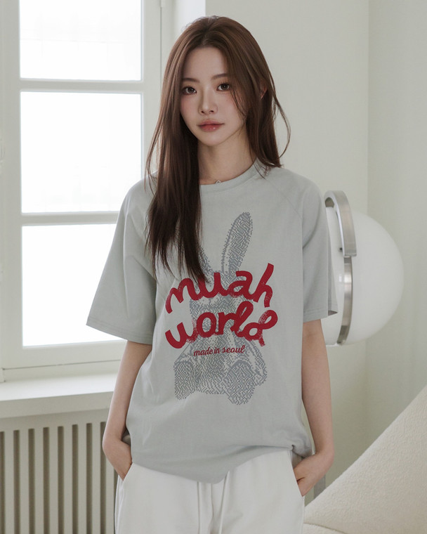 MuahMuah RABBIT MUAH RAGLAN HALF T-SHIRT