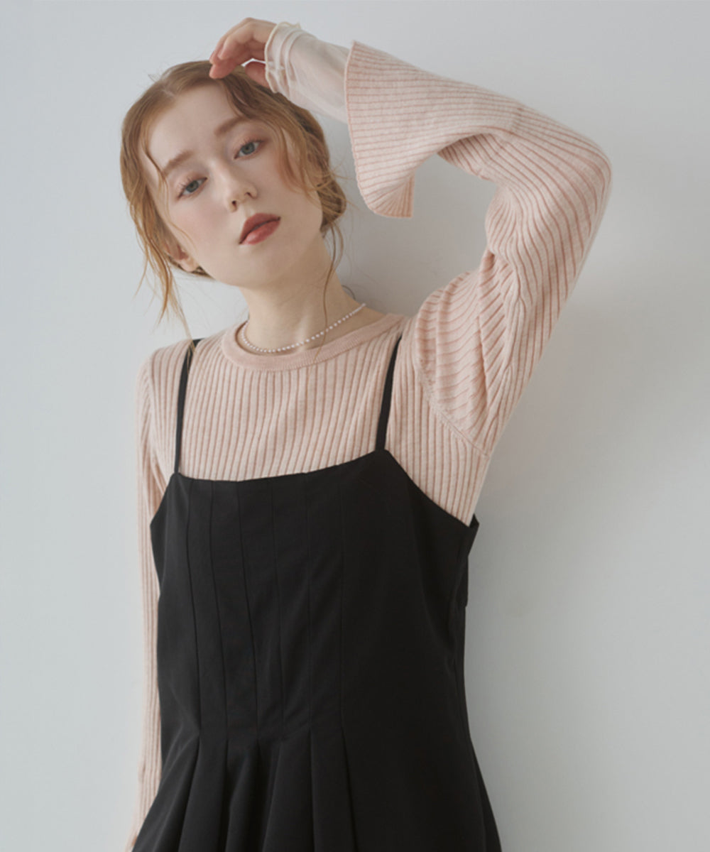 <限量現貨><JP>新色+熱賣Come Back.ᐟ.ᐟ 甜甜薄紗 layer 羅紋針織 (圓領)* 5色入