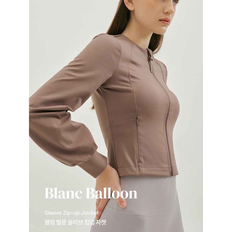 Blanc-Balloon-Sleeve-Zip-Up-Jacket-(3色)# | Vienna Fashion Sport