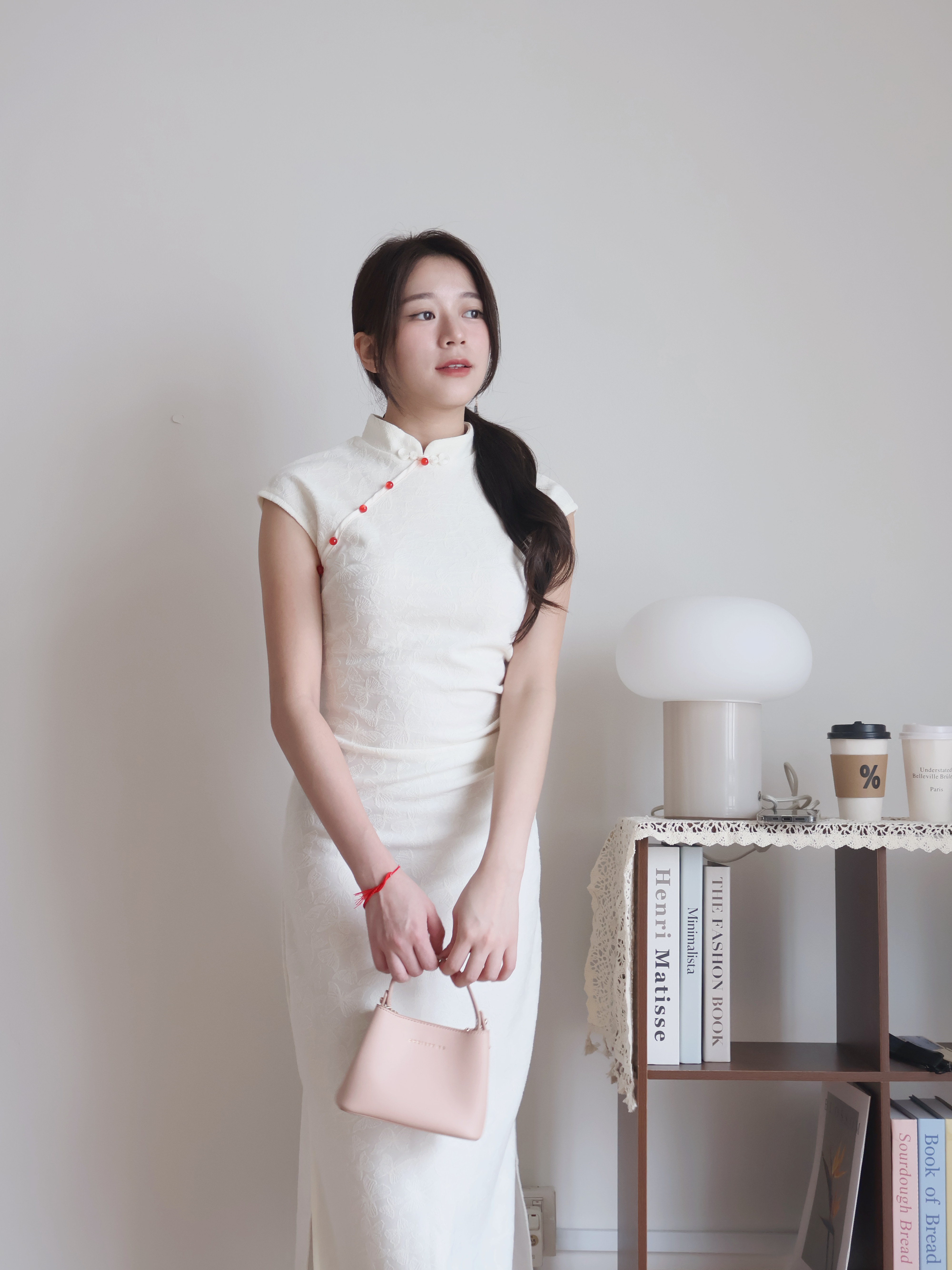 Jade Side-Slit Cheongsam | Cream