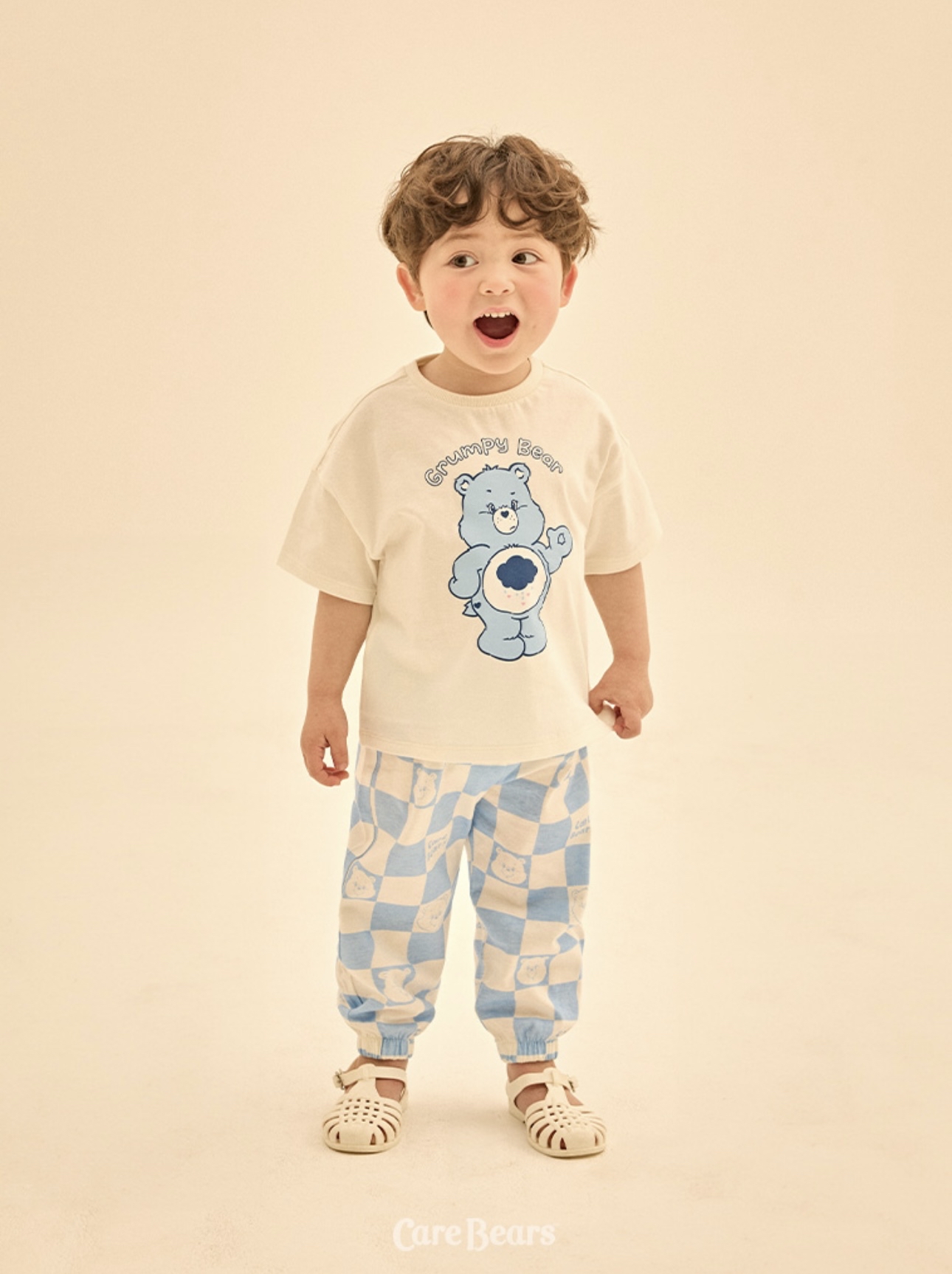 ☀️預訂 韓國直送☀️🇰🇷正版Care Bears兩色暴躁愛心小熊印花棋盤格紋上下套裝