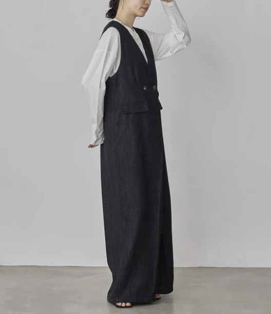 仿丹寧人字紋連身褲 - 2026 流行穿搭  女士連身褲 春夏秋時尚穿搭 優雅日常 柔軟舒適 獨特設計 易於配搭 日本直送   #JP-I-260031