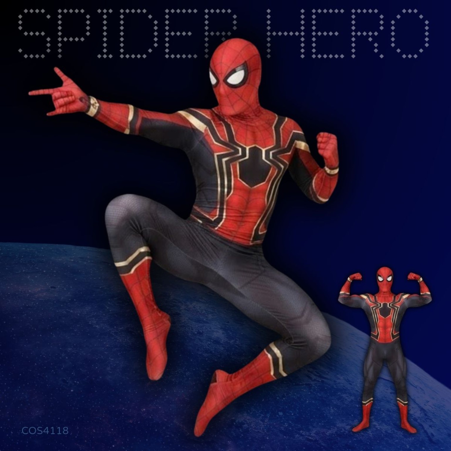 成人鋼鐵蜘蛛俠 Iron Spider 連身服裝｜可選電動眨眼面罩・親子家庭老Best配搭｜香港現貨｜Lets Cosplay COS4118
