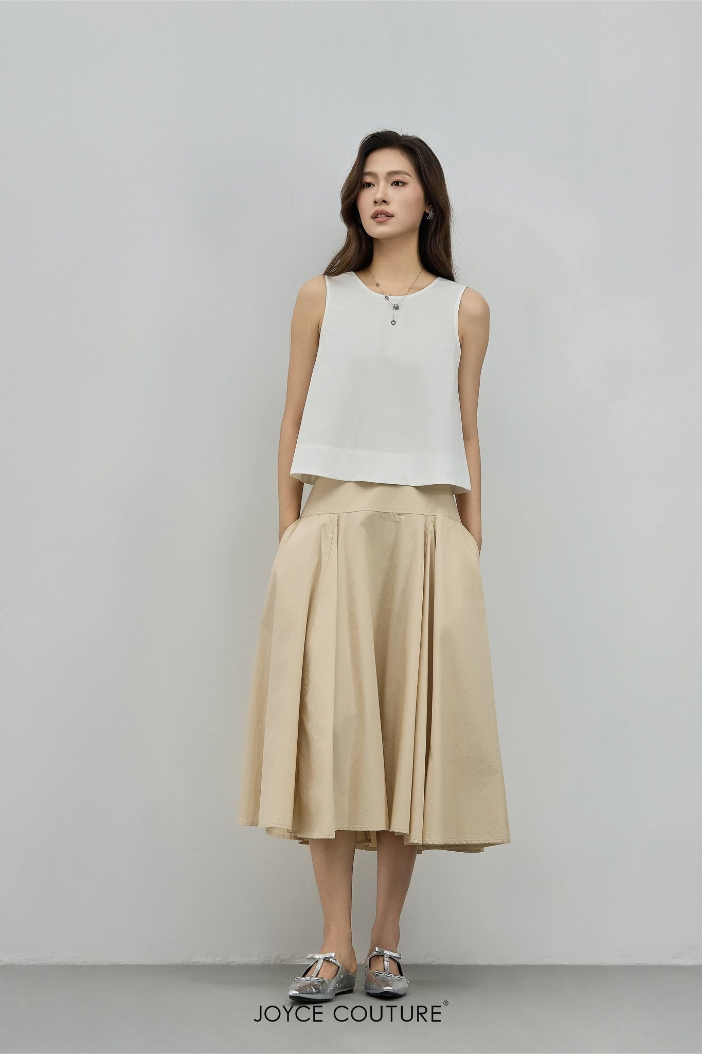 拼接片中长半裙 S0075