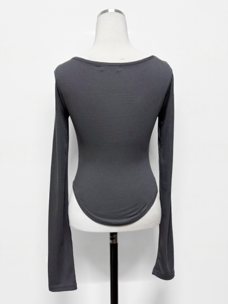 Square Neck Ruched Long Sleeve