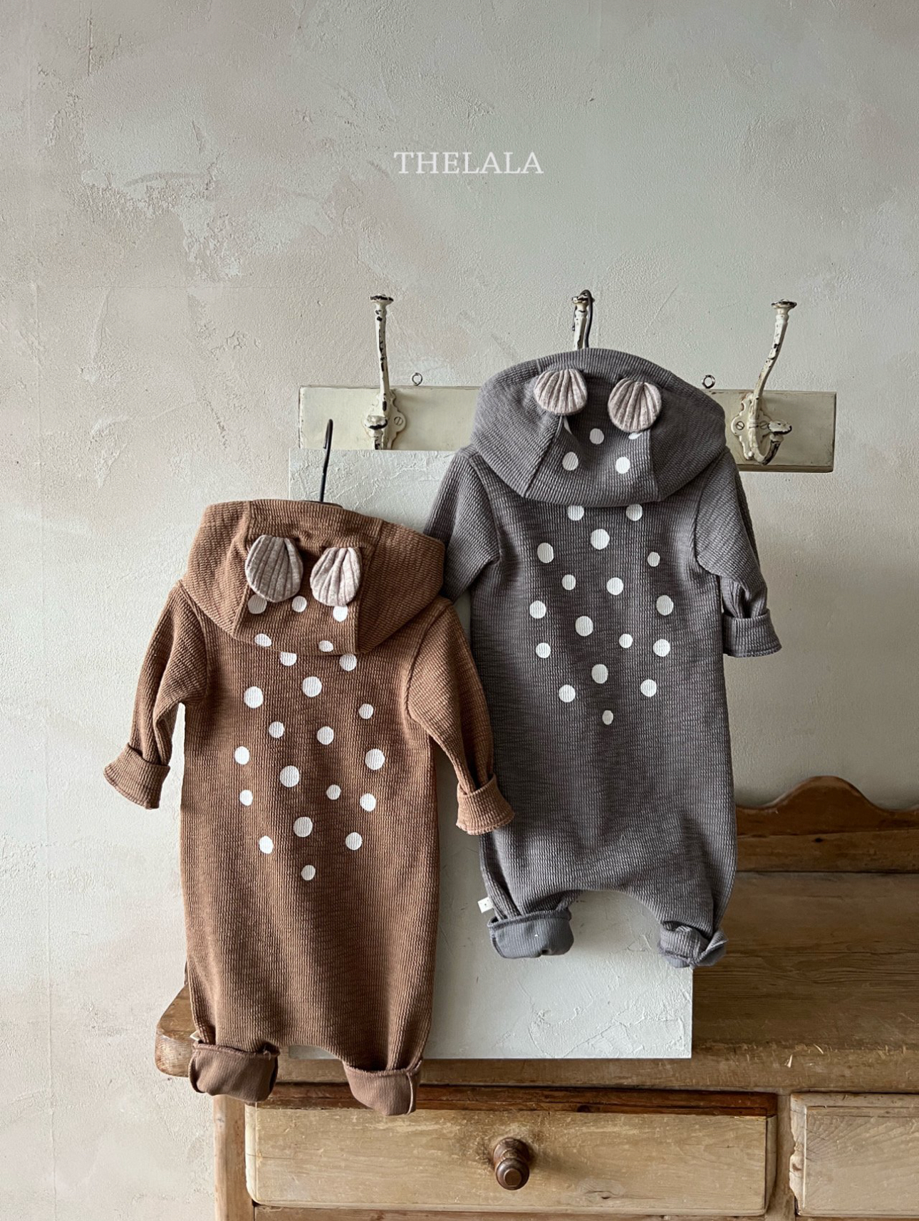 🌸預訂 韓國直送🌸🇰🇷THELALA兩色小鹿造型連帽拉鍊長袖連身服