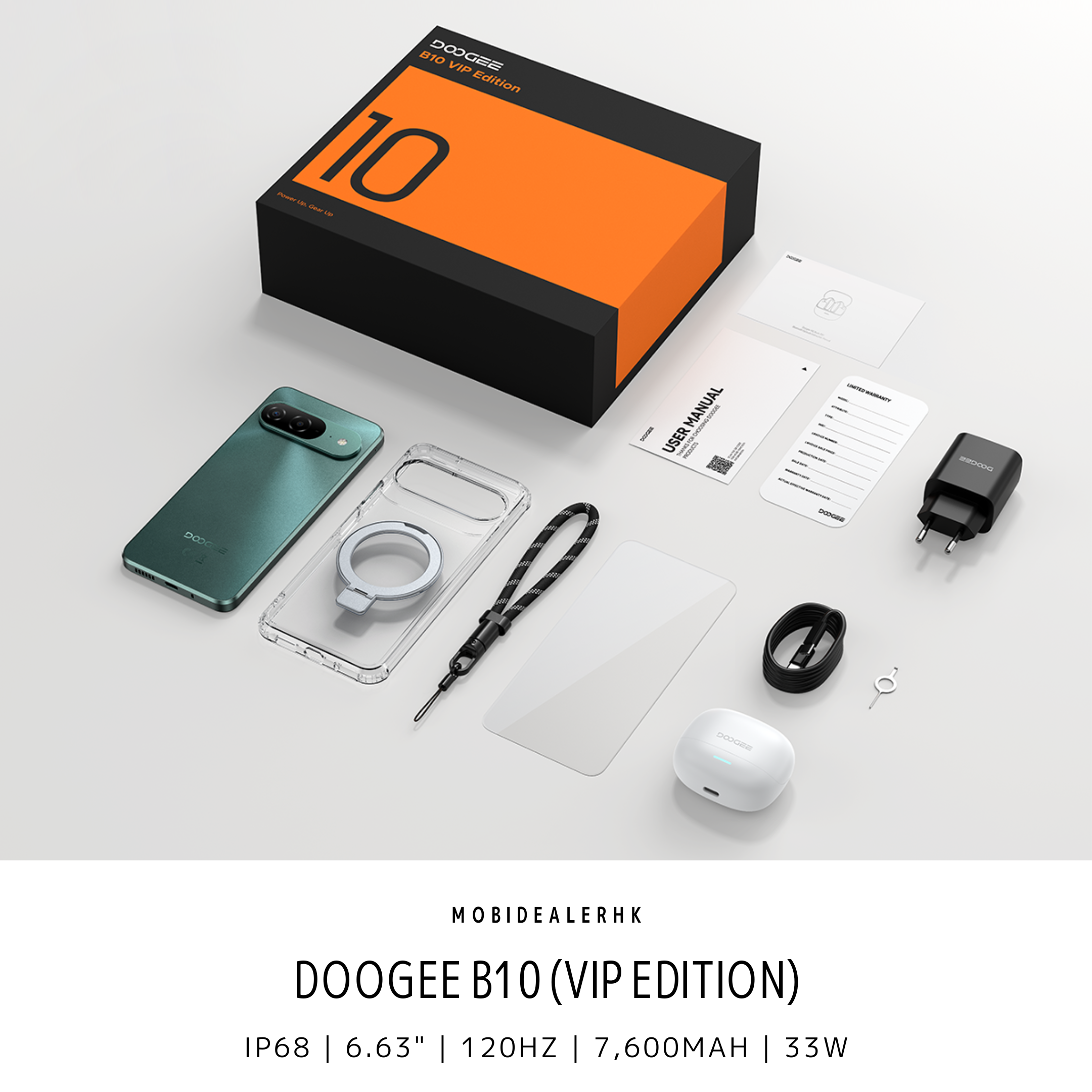 Doogee B10 | 道格 B10 | 4G | 智能手機 | IP68/IP69K 防水級別 | 6.63" | 120Hz | 7600mAh 大電池 | 33W 快充