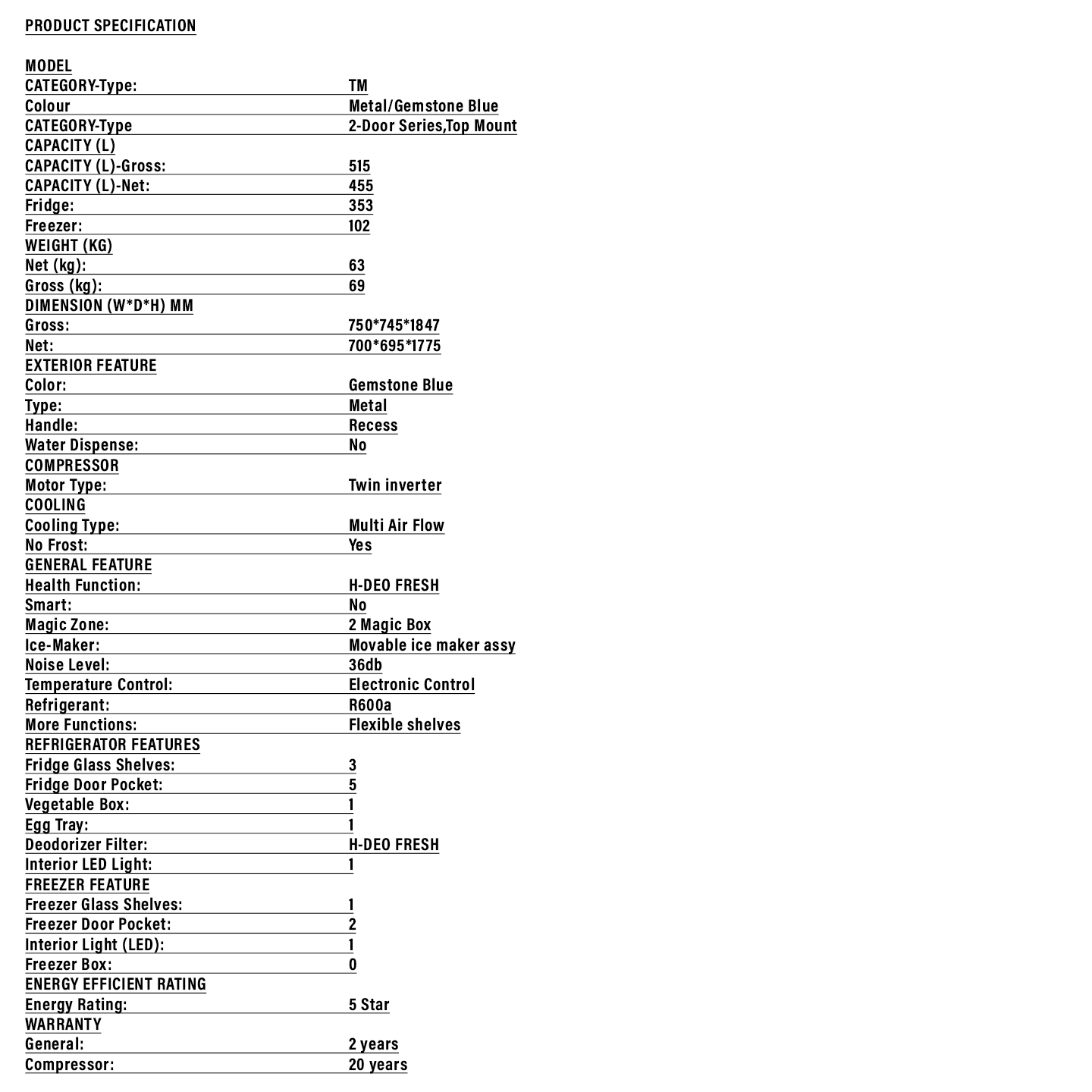 Haier 515L Twin Inverter Refrigerator Black (HRF-IT515MM)