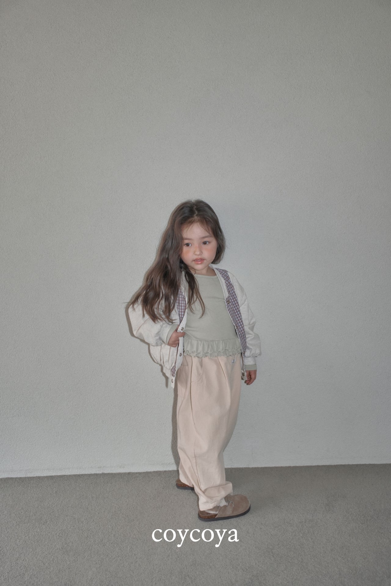 🌸預訂 韓國直送🌸🇰🇷COYCOYA兩色標籤復古寬鬆弧形長褲