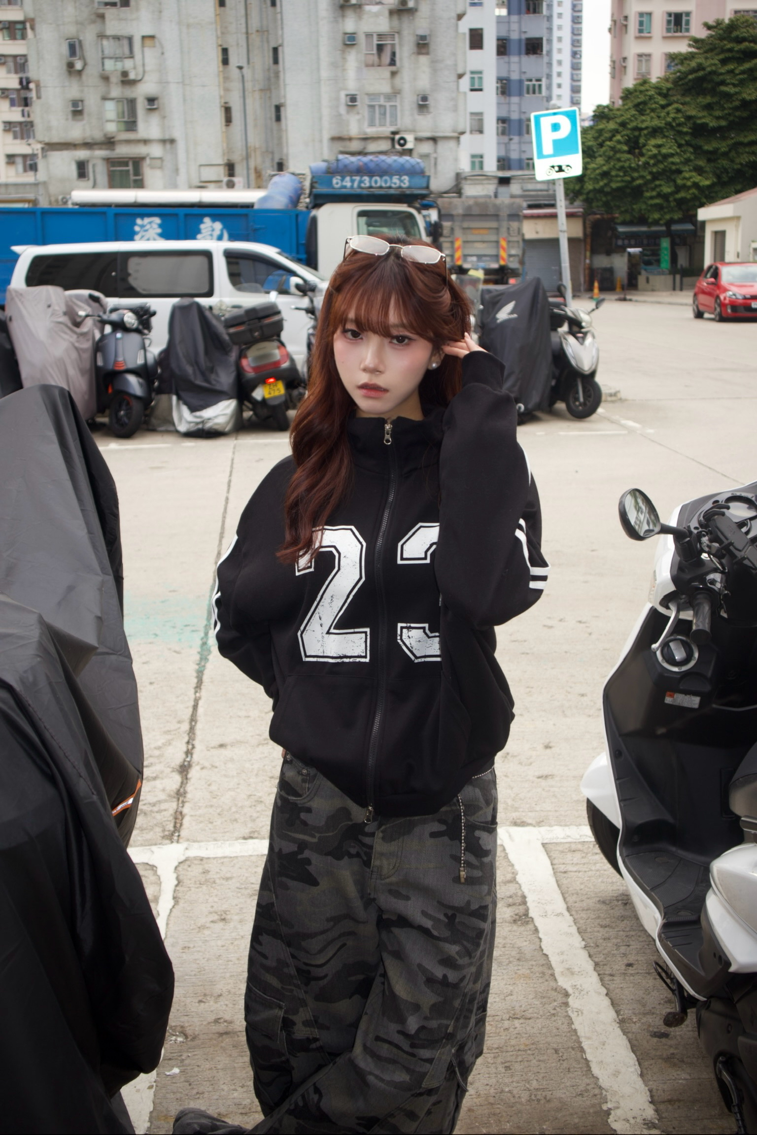 韓國23字母sporty雙拉鏈jacket