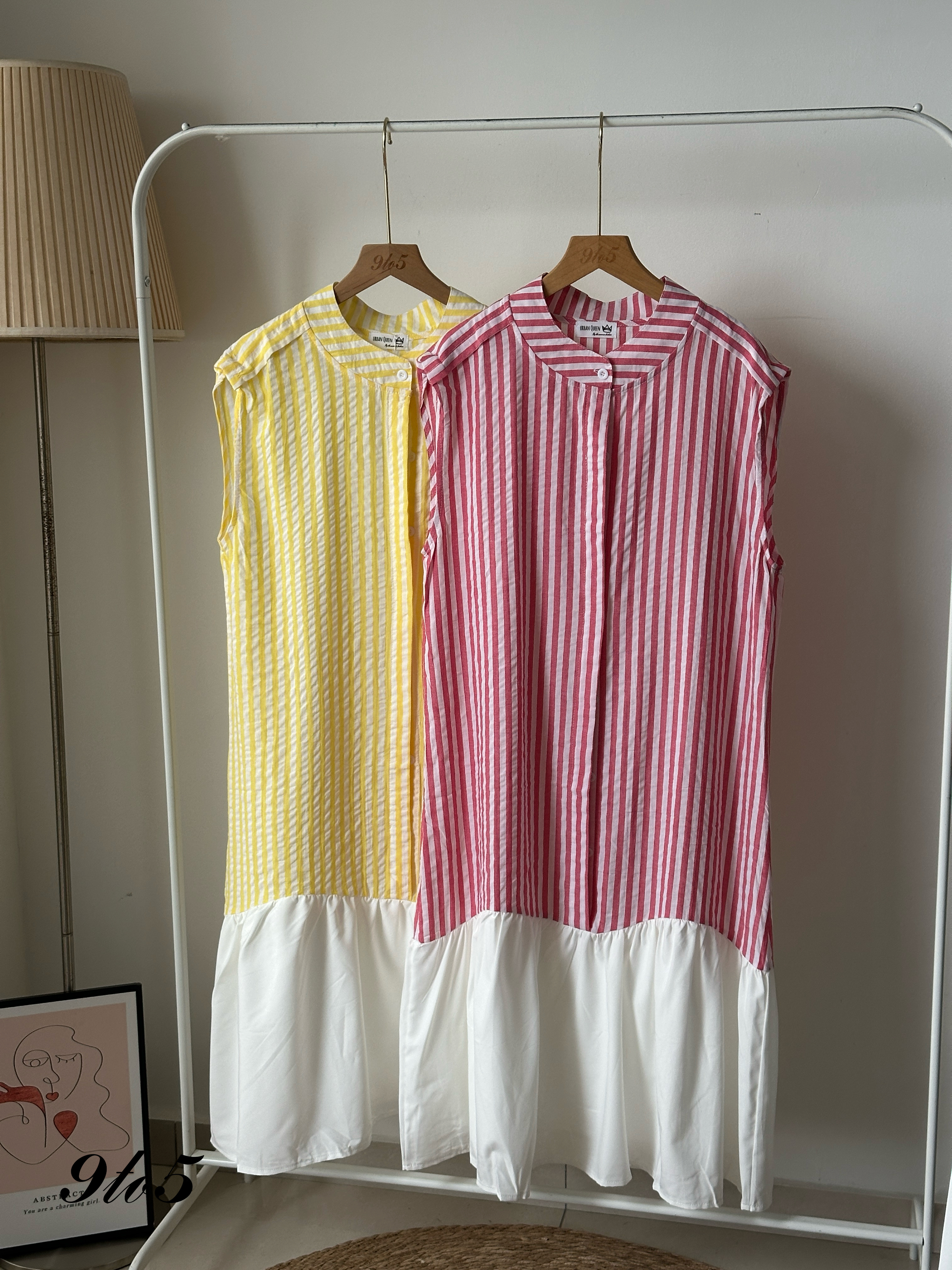 D2321 Cape Sleeve Stripe Dress - 4 Colors