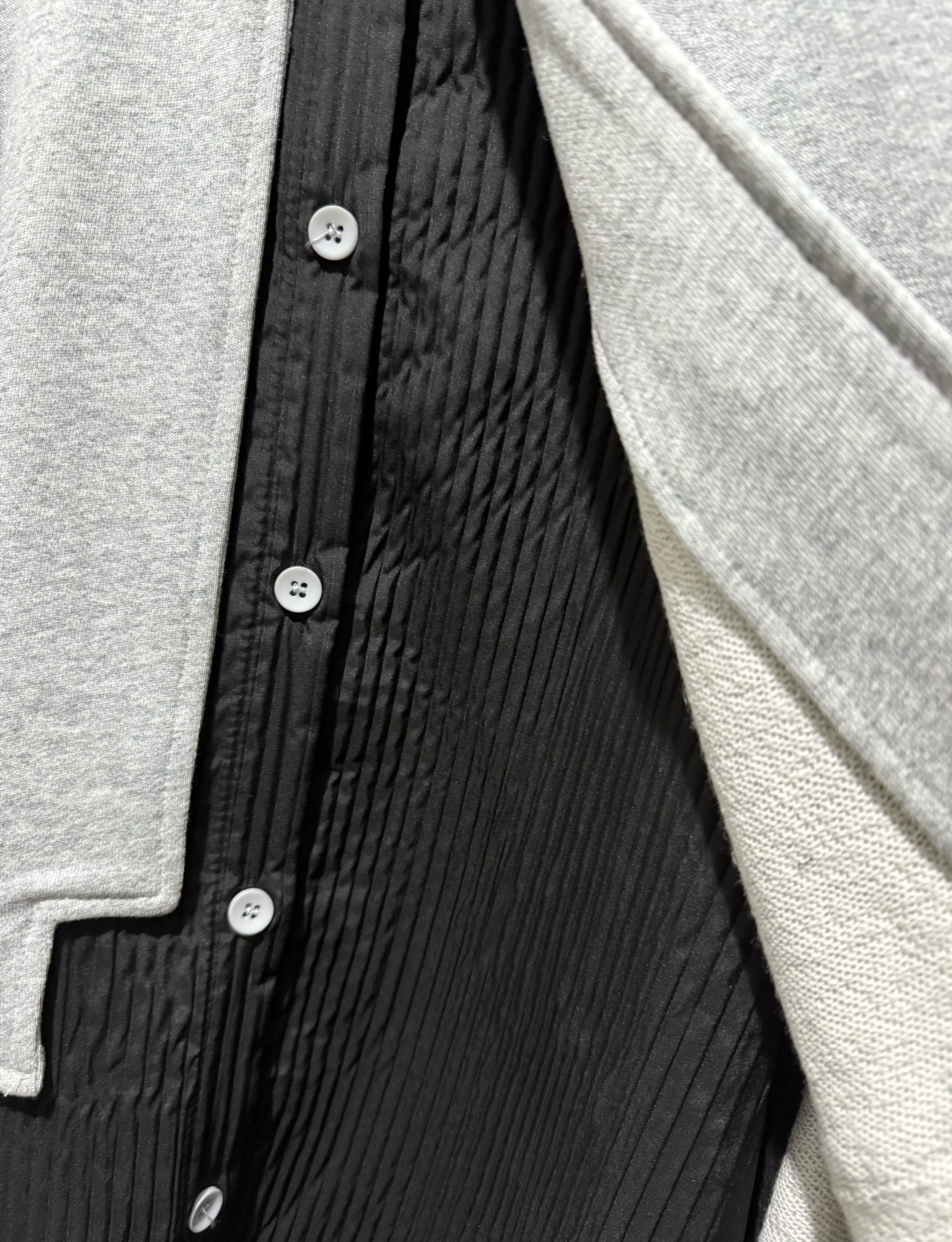 #2069 闊身假兩件長Top