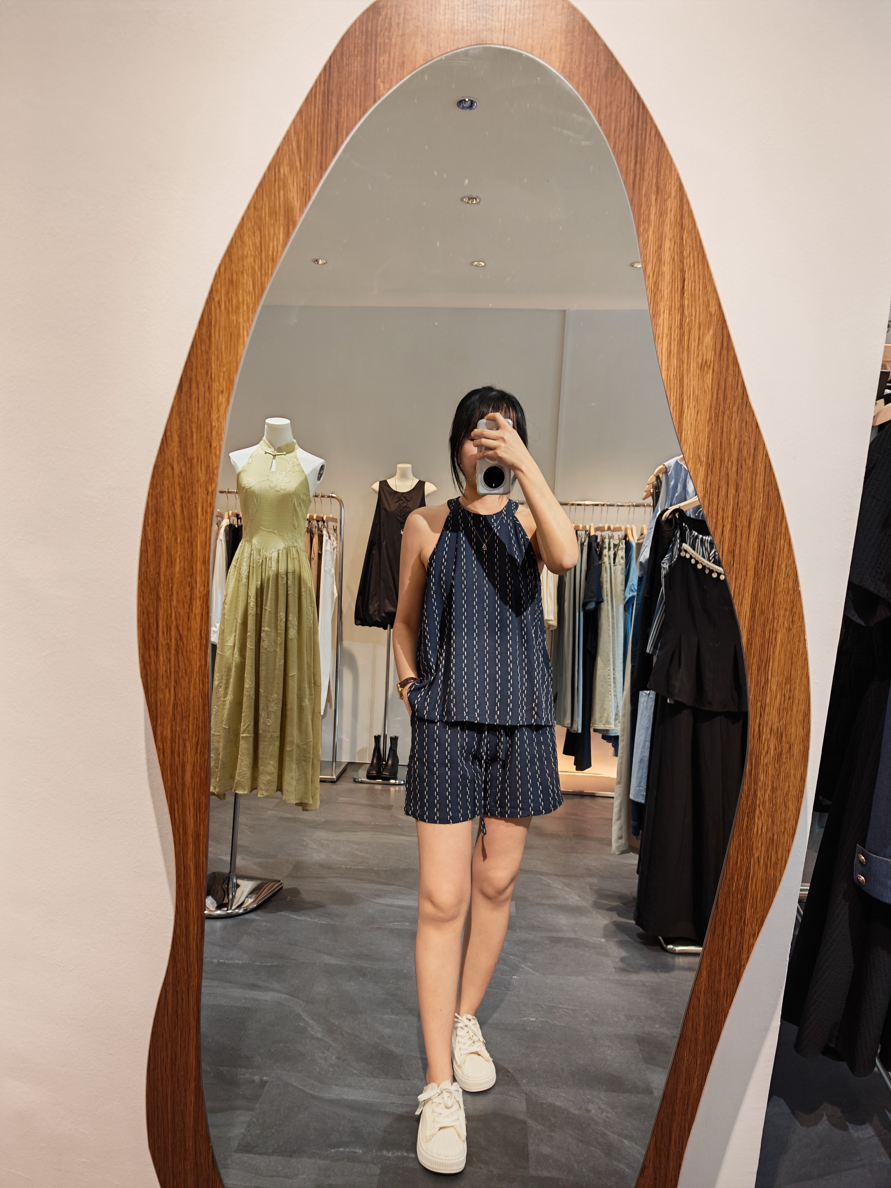 棉麻挂脖上衣+短裤套装 Linen Set Wear