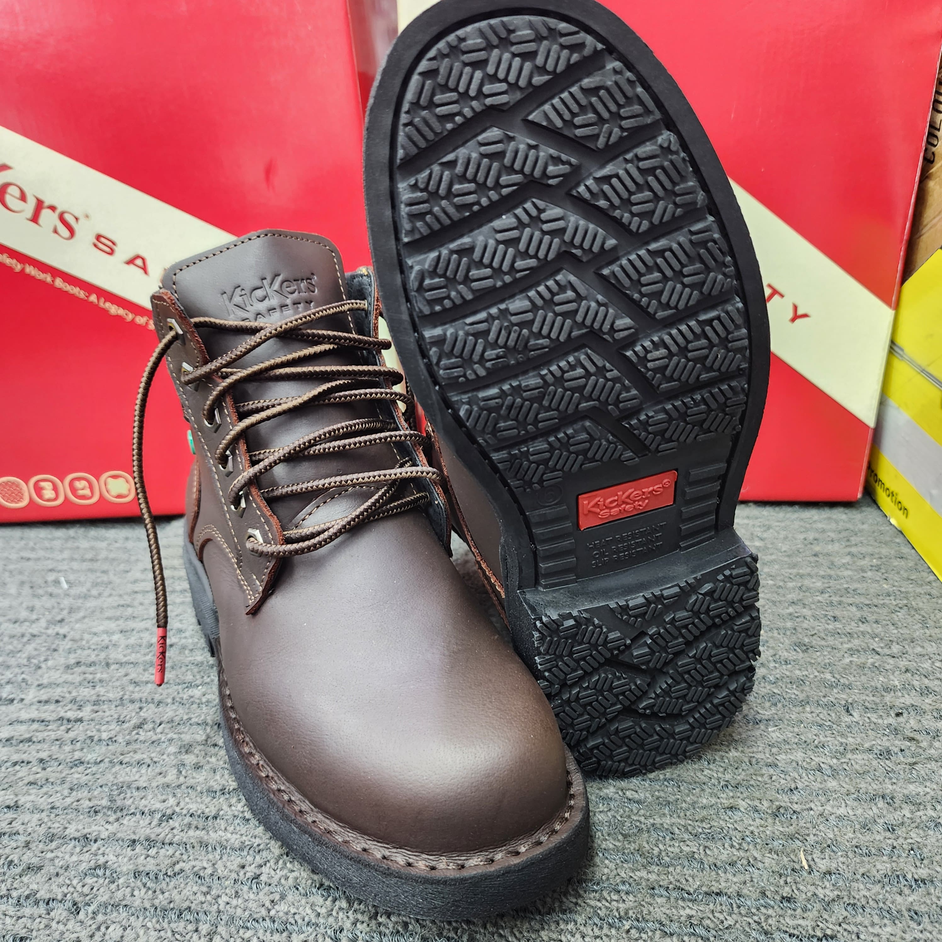  ️KicKers Safety Shoes KK 602 SIRIM DOSH Mid Cut Lace Black Cherry Steel Plate Toe Cap Kasut Keselamatan