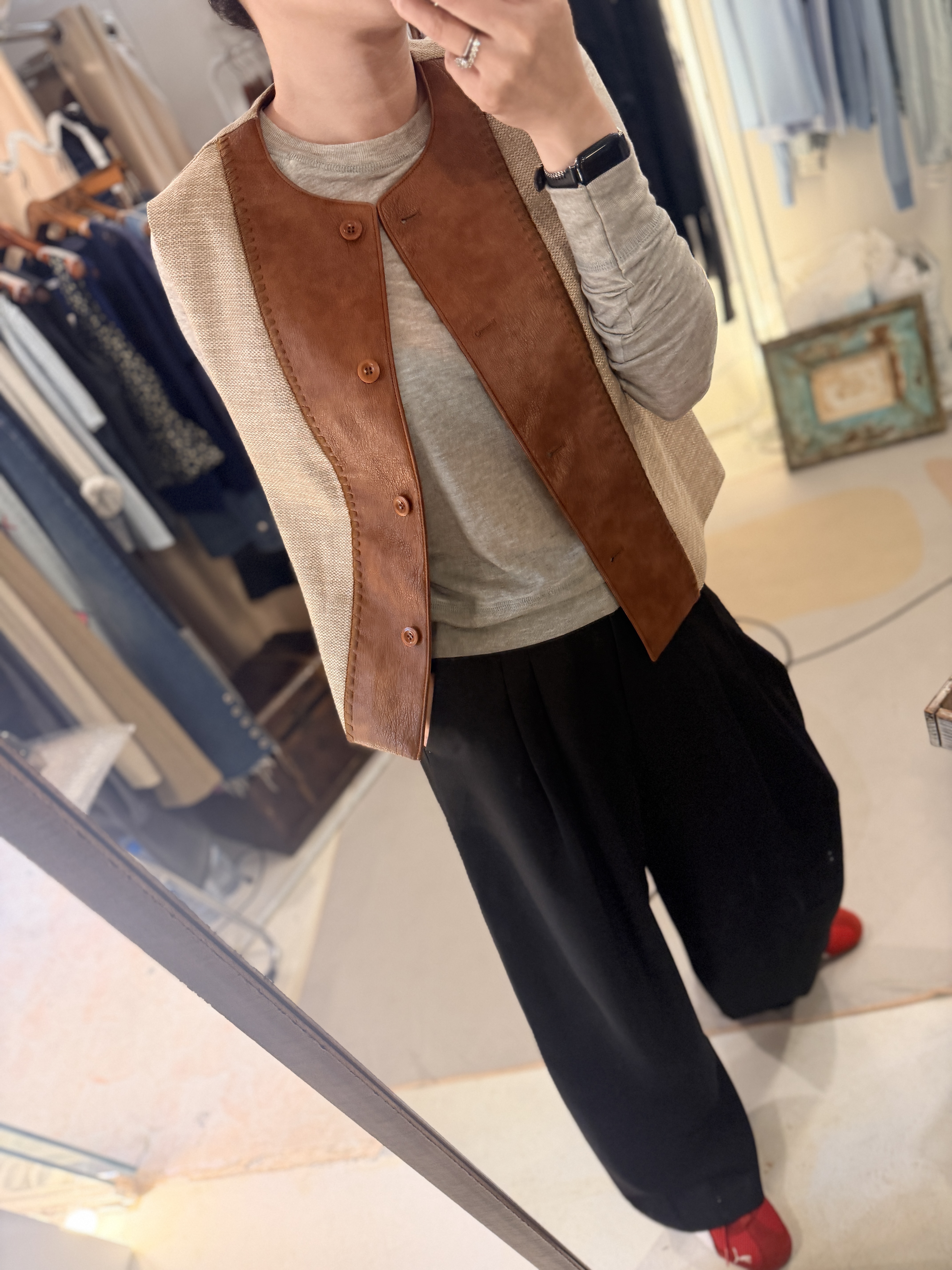 Vintage PU vest jacket
