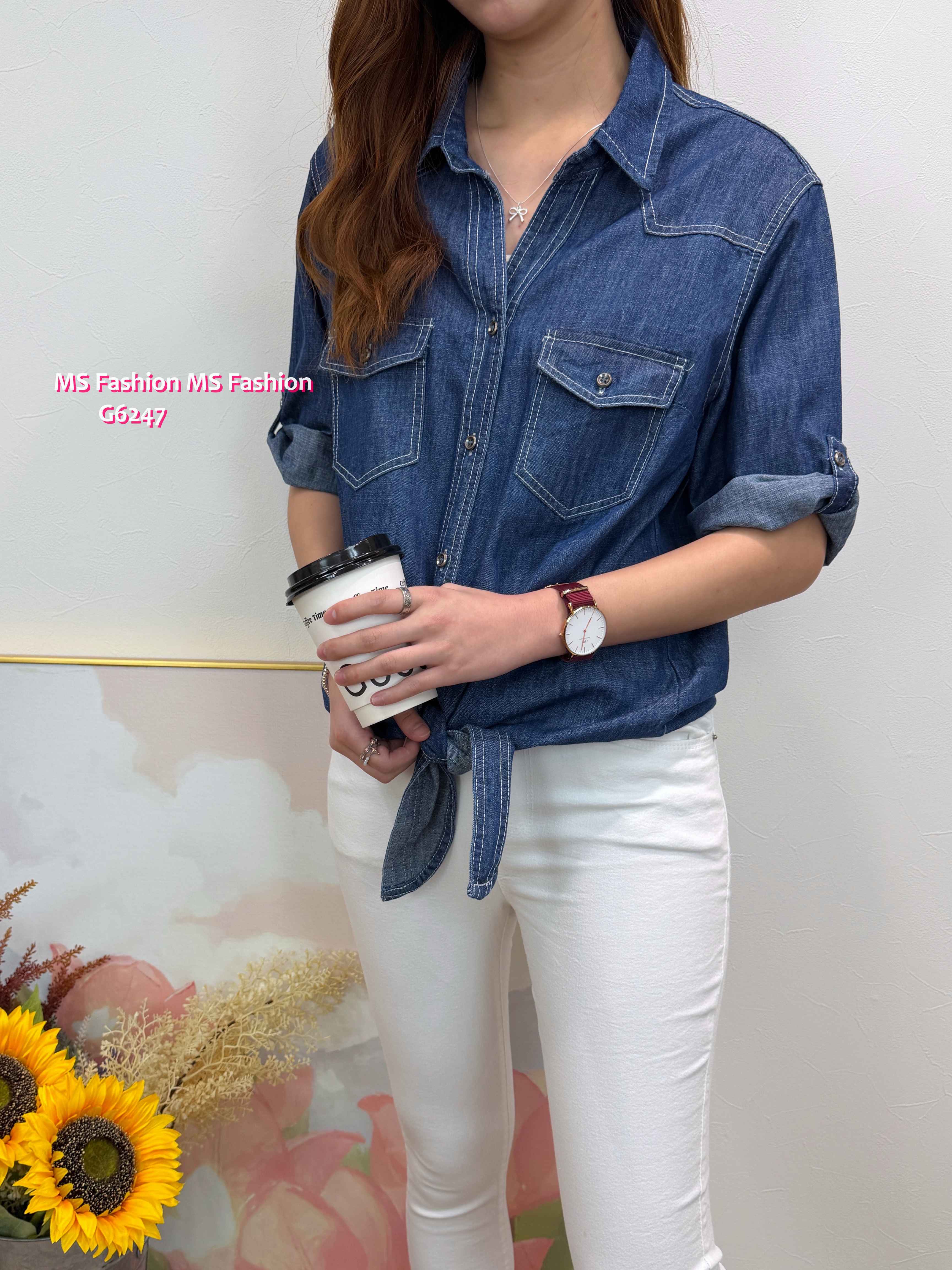 G6247 韓國🇰🇷中袖牛仔恤