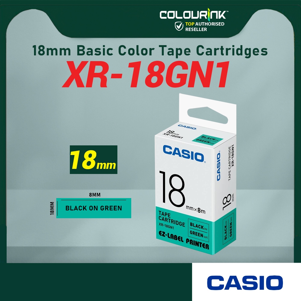 CASIO ORIGINAL GENUINE 18MM EZ LABEL TAPE FOR KL-120 KL-130 KL-820 KL-60 KL-HD1 KL-8400 KL-G2