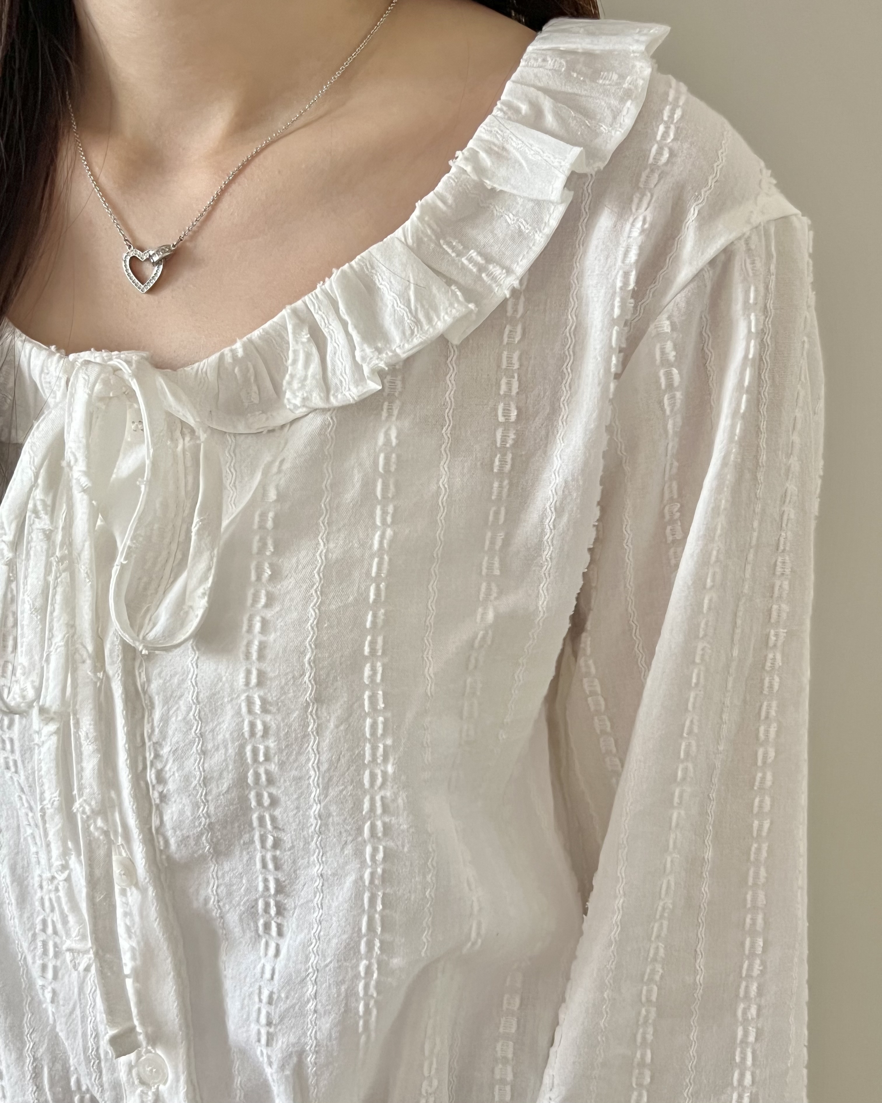 法式甜美虛線紋綁帶blouse 現貨