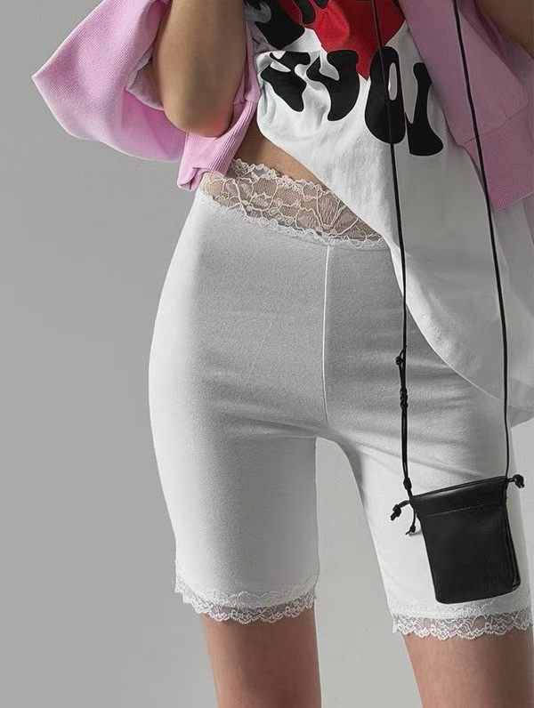 LACE-TRIM BIKER SHORTS