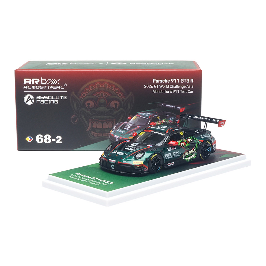 (預訂 Pre Order) AR Box （640006011） Almost Real 1/64 Porsche 911 GT3 R 2026 GT World Challenge Asia Mandalika GT世界挑戰賽亞洲杯印尼曼德利卡站(成都首發版）