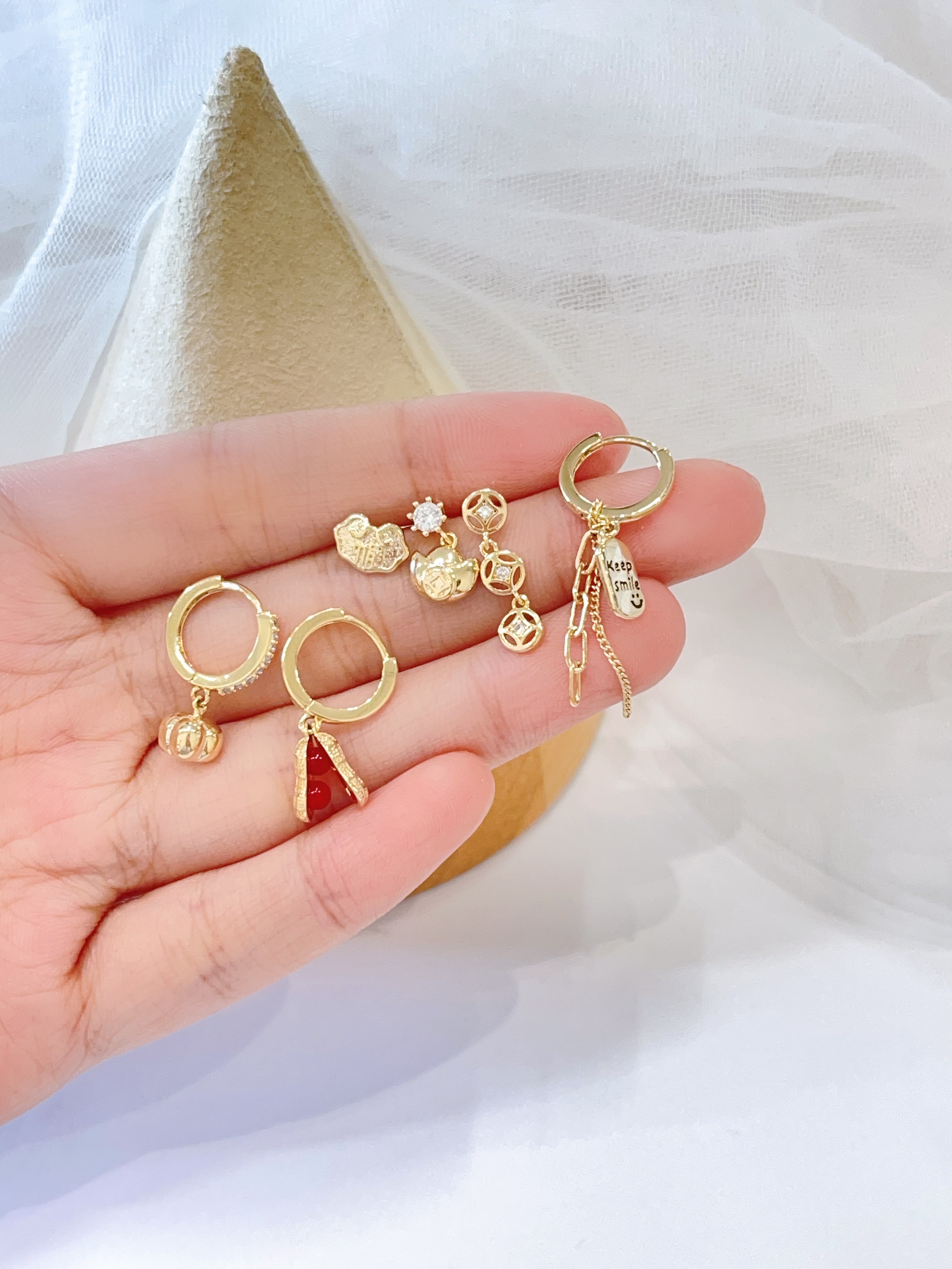 新中式元宝耳环套装