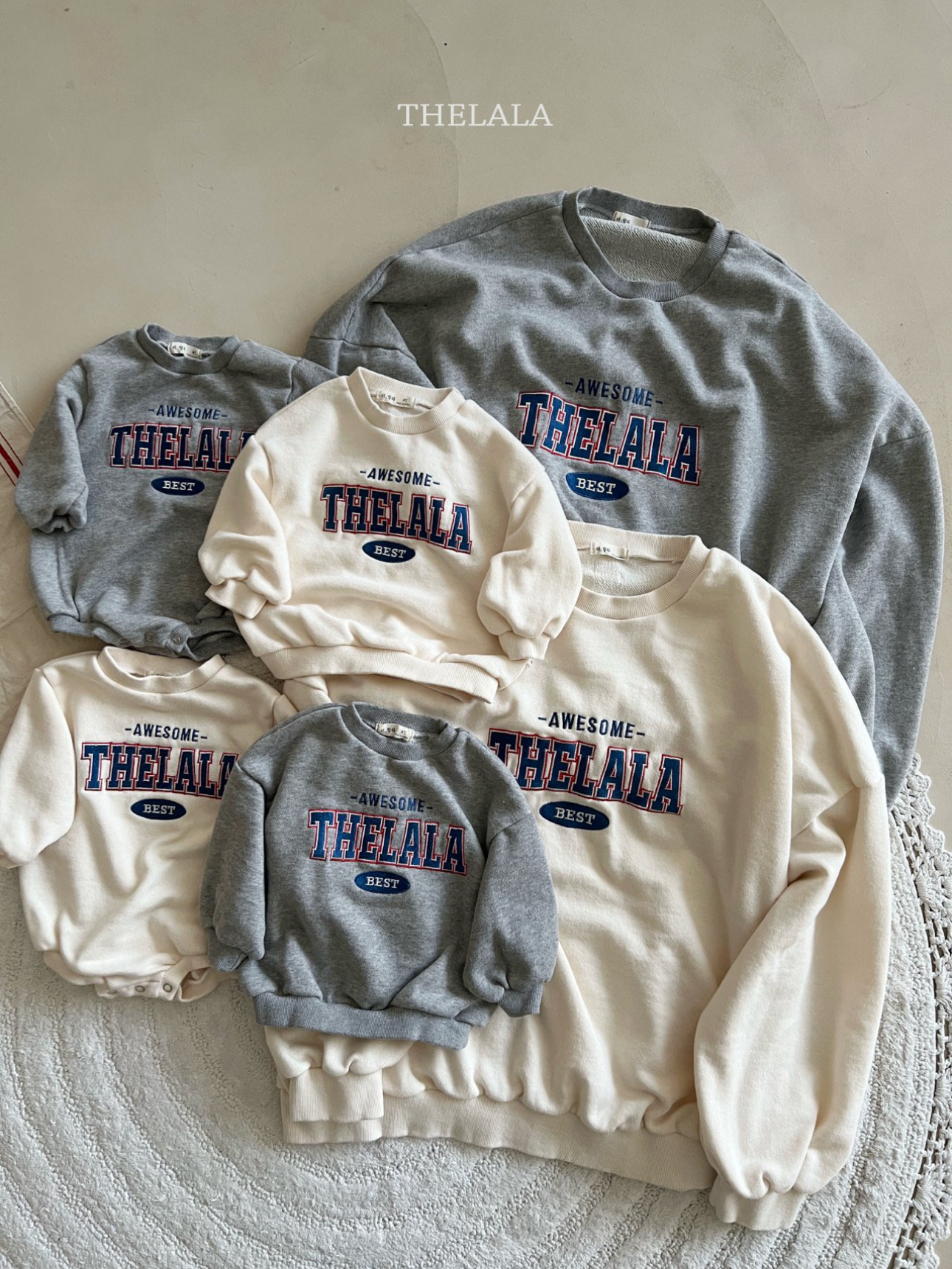 🌸預訂 韓國直送🌸🇰🇷THELALA兩色親子款標誌刺繡貼花長袖包屁衣