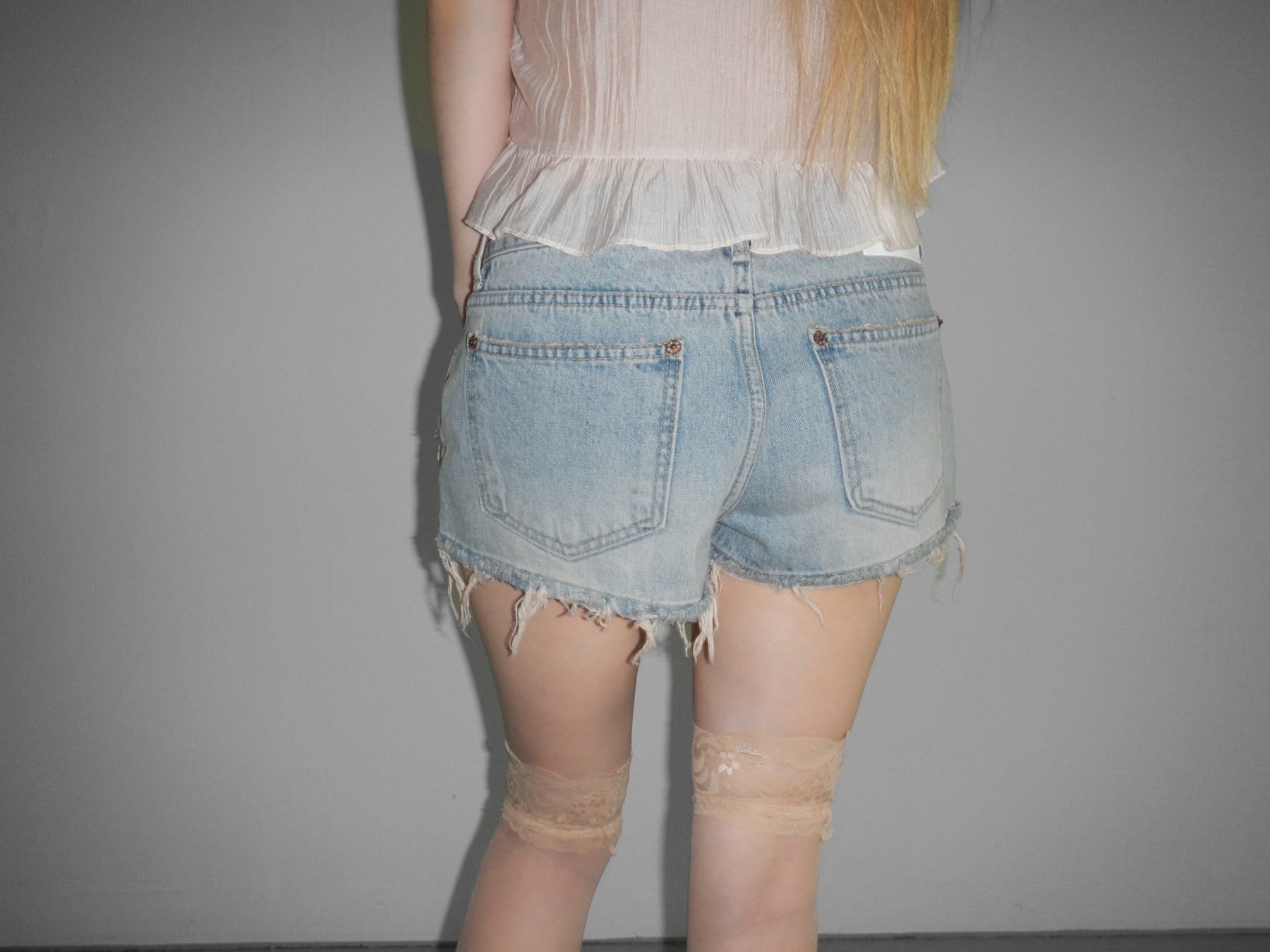 Distressed Washed Denim Shorts