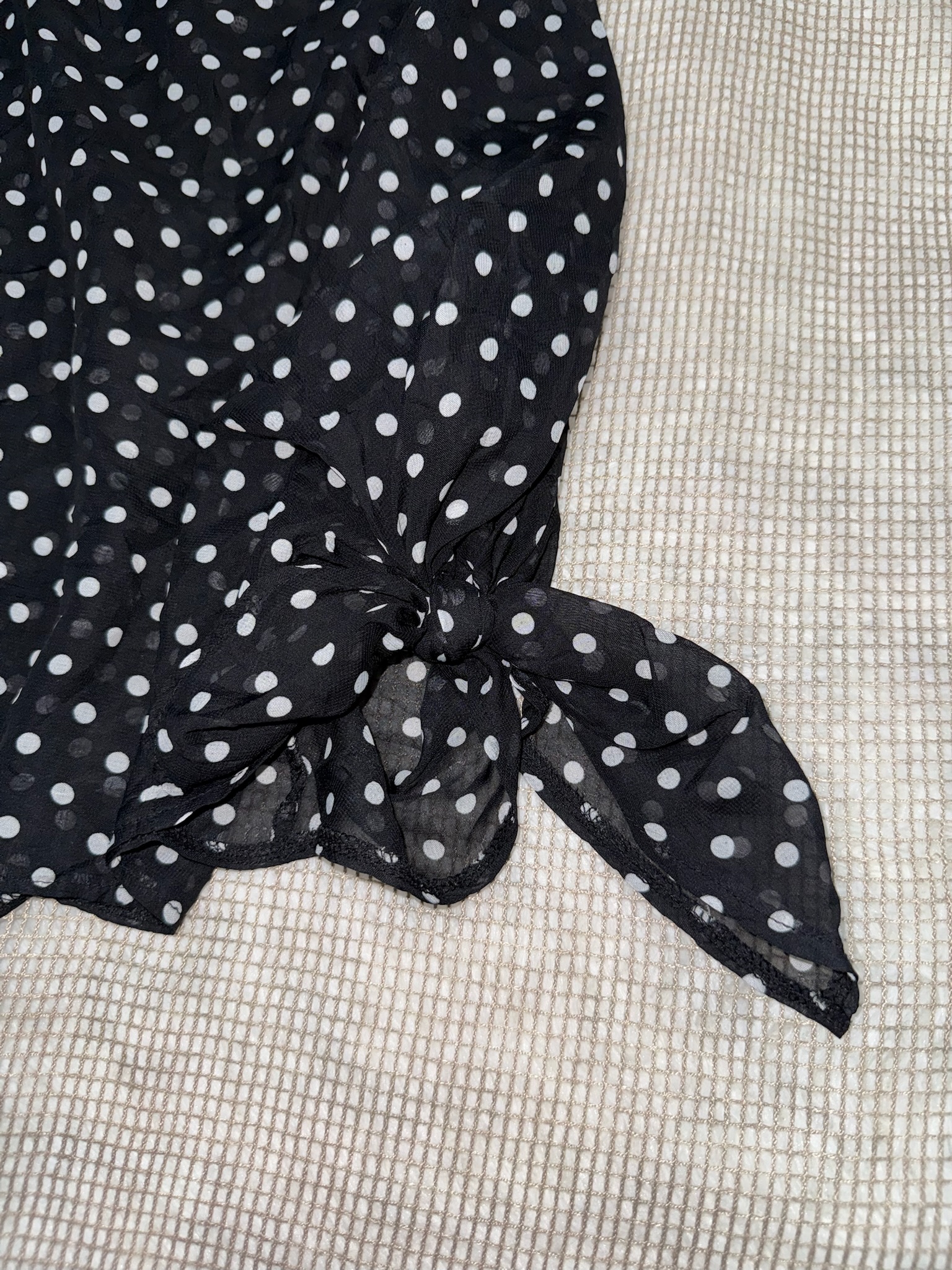 Polka Dot Chiffon Cami with Asymmetric Hem
