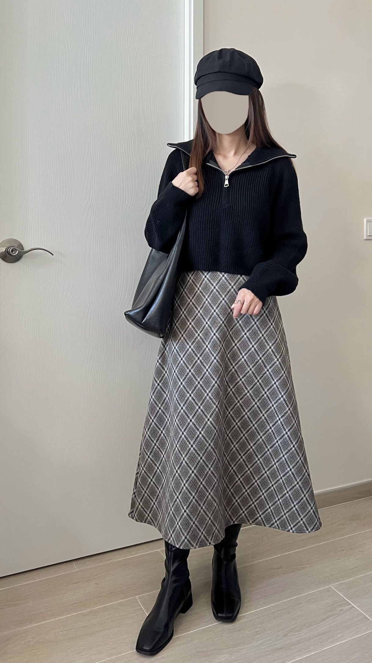 高質秋冬菱形格紋長裙 現貨
