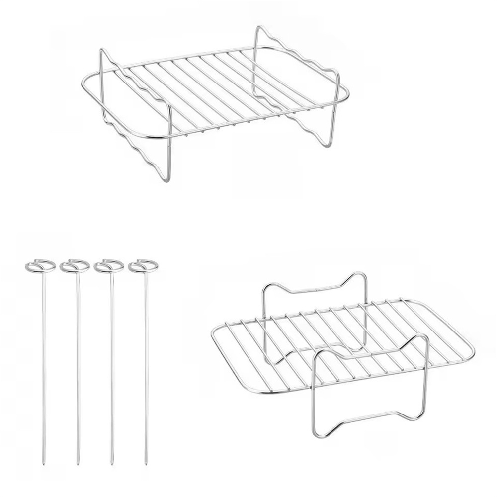 不鏽鋼雙層烤架蒸架 含4支烤簽 UB0264