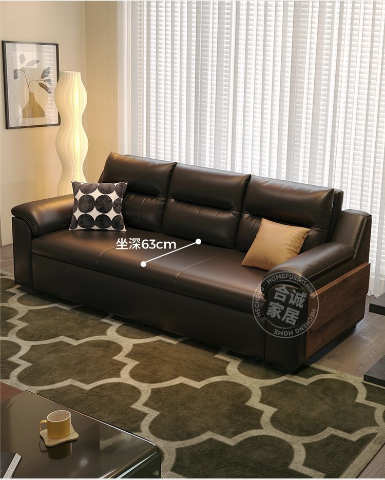 納帕皮布藝梳化床｜客廳 2025 新款北歐日式原木風直排布梳化 sofa