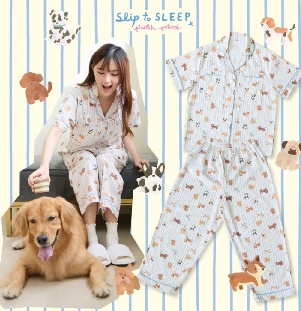 sliptosleep - Cream Pup Pants Set