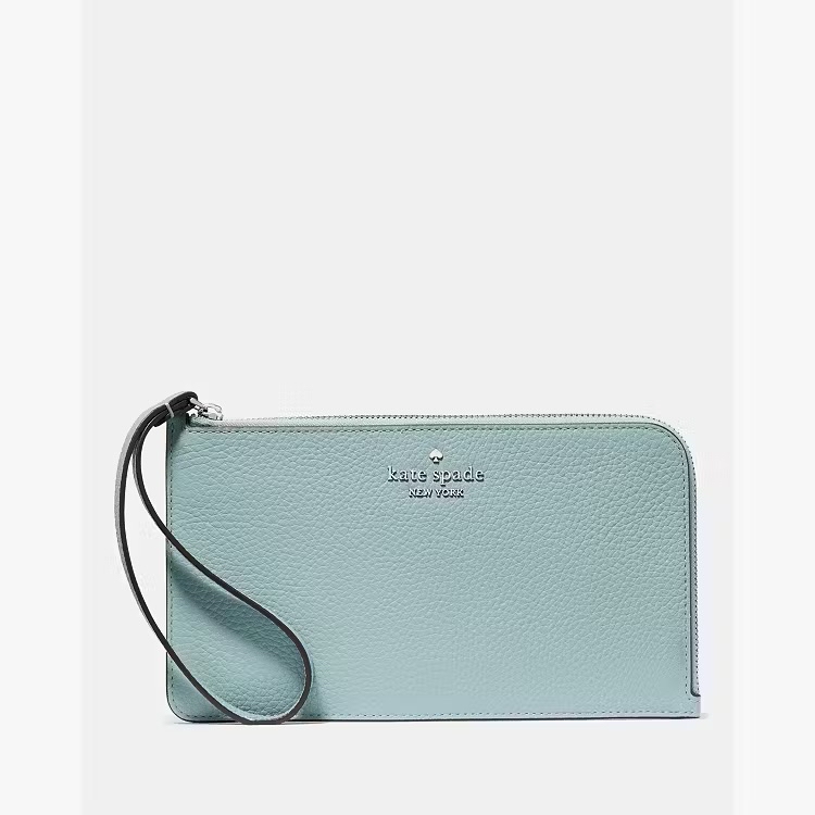 🇨🇦🇺🇸✈️荔枝皮湖水色Kate Spade ♠️ New York outlet 可放紙幣長拉鏈袋現貨🩵💙