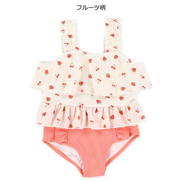🇯🇵預訂 日本直送🇯🇵兩色格紋草莓櫻桃滿印分體泳衣