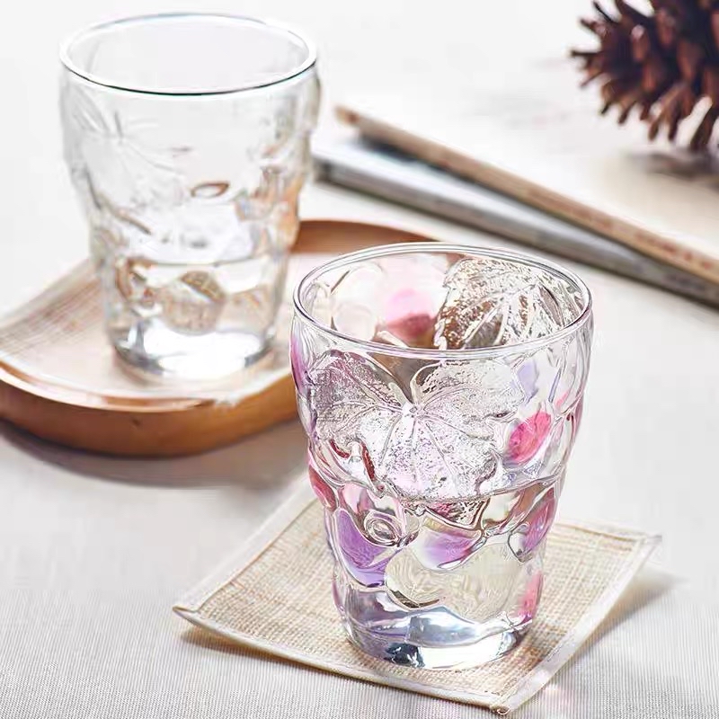 日本石塚硝子葡萄浮雕玻璃杯