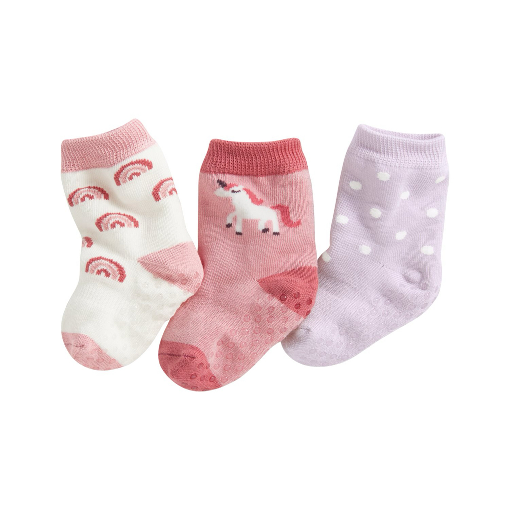 部分現貨💚預訂 台灣直送💚兩色可愛提花防滑中筒襪三對裝