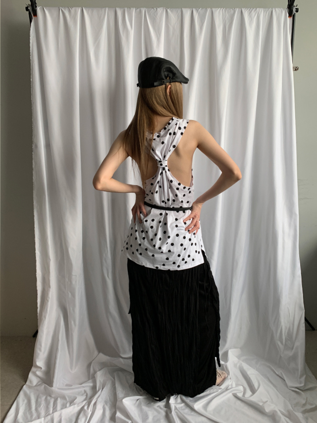 Polka Dot Cutout Tank Top