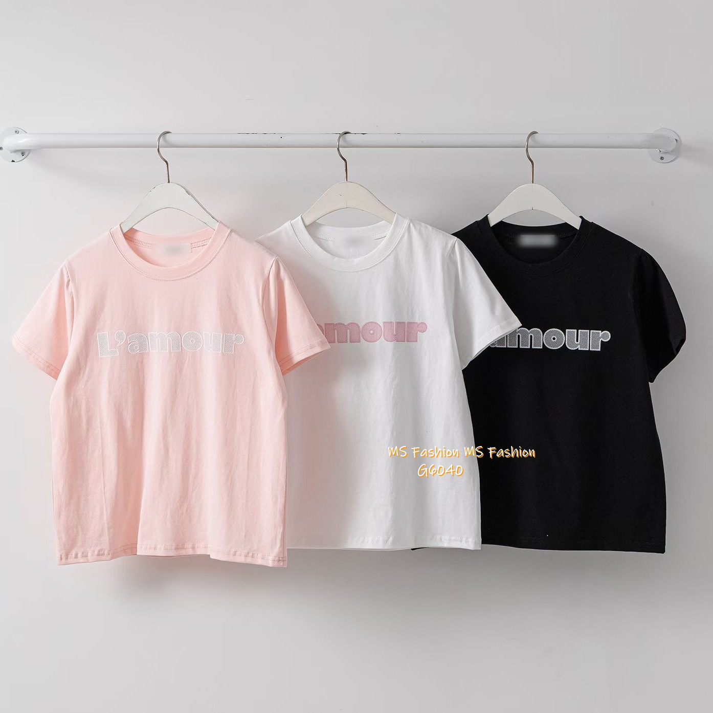 G6040 韓國🇰🇷拼色字母tee仔