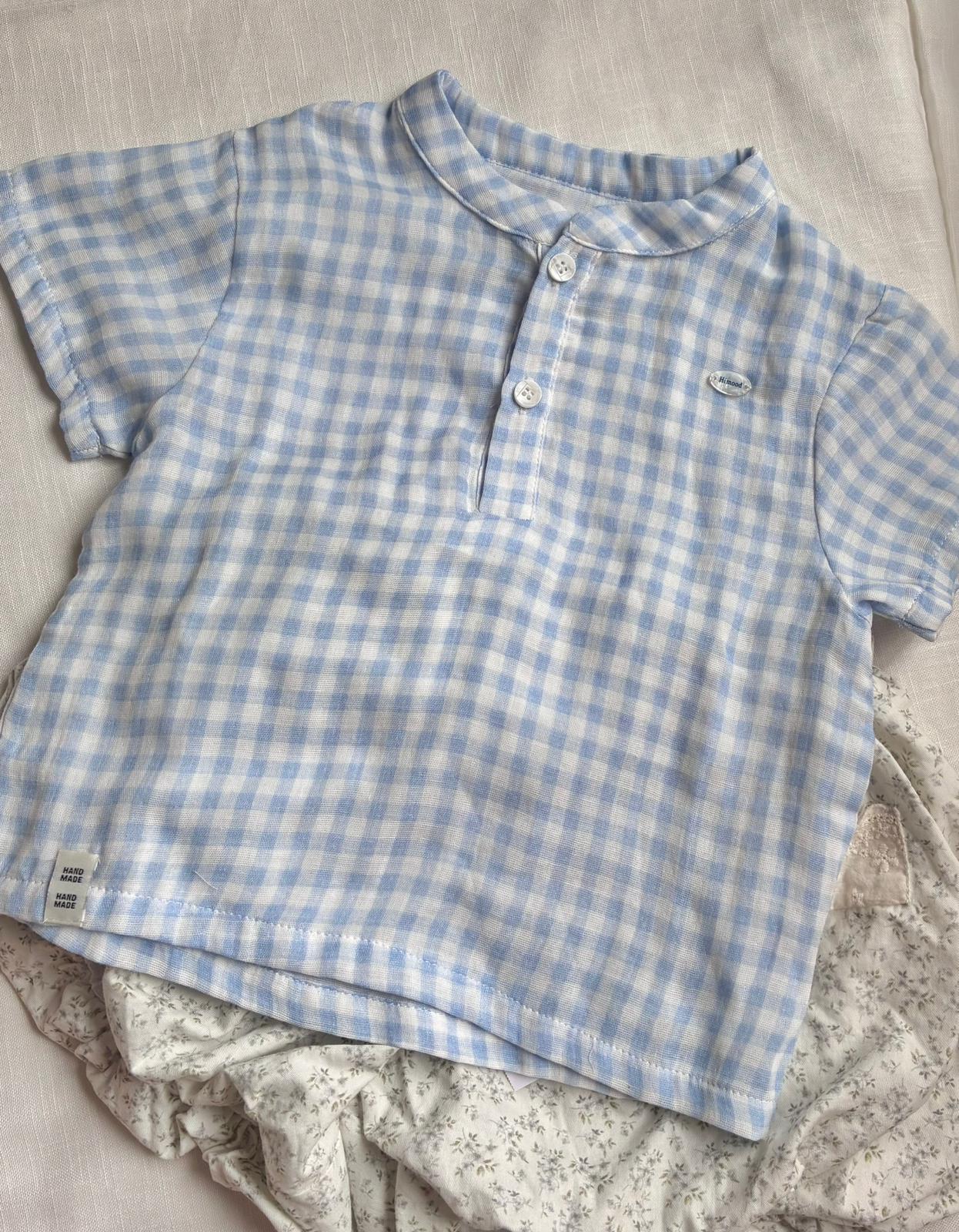 藍白格仔麻棉Hanleys shirt MHY2698