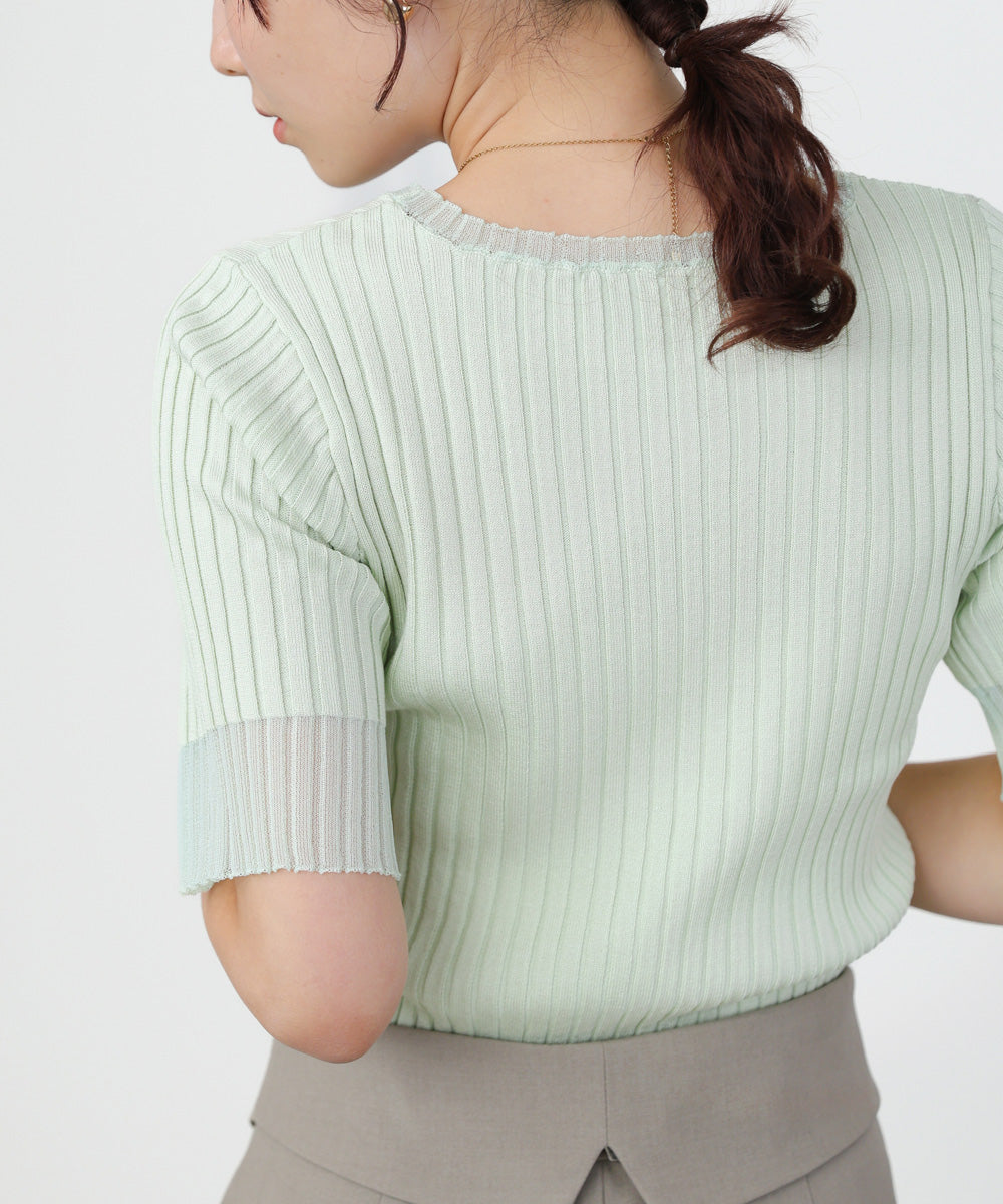 <JP> 透明袖薄紗針織 * 5色入 <預購>