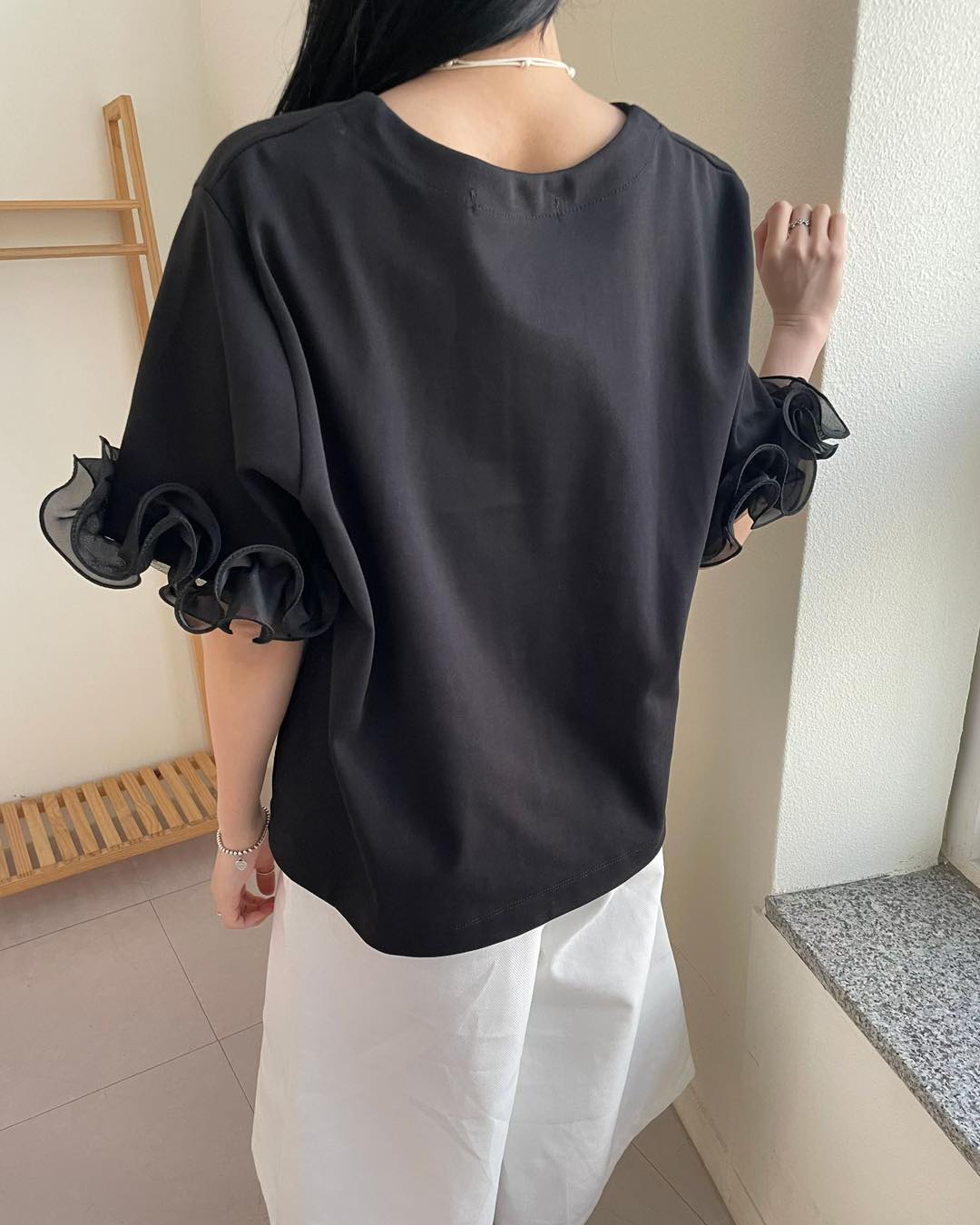 Ruffle 邊手袖Top