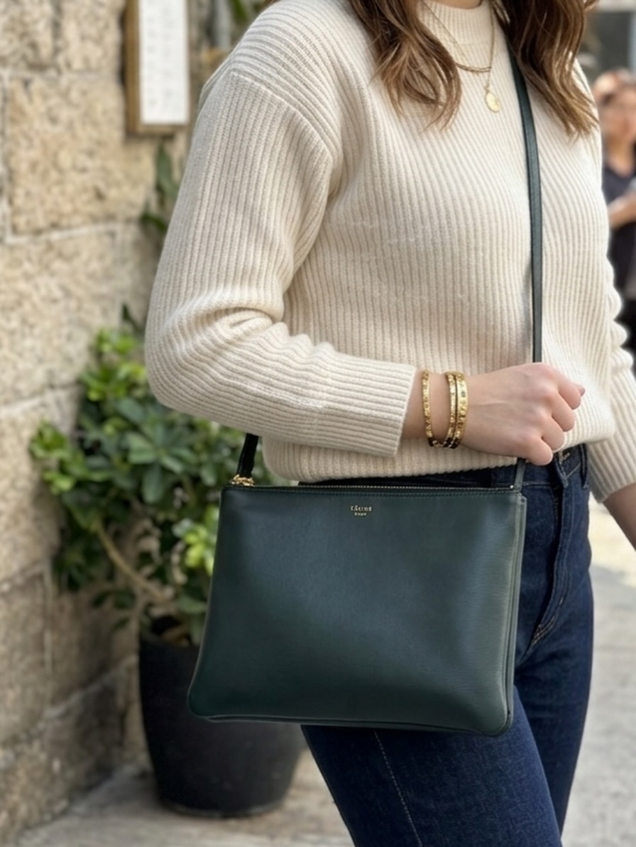 👜 PRE OWNED 🛍️Trio Bag深墨綠色 有塵袋 💚