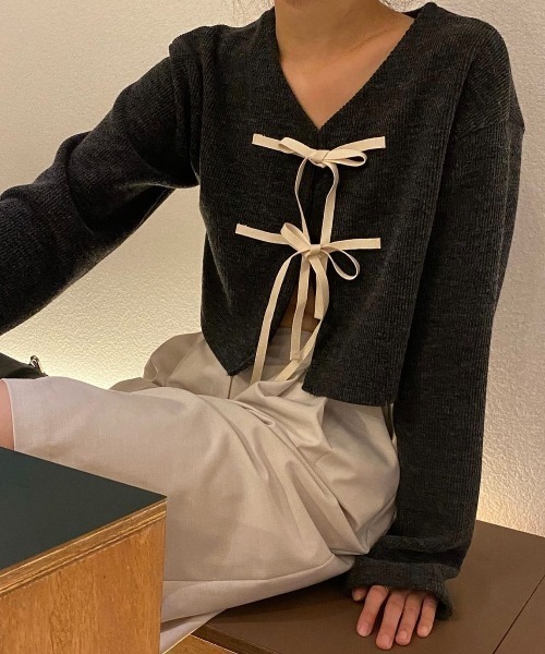 double ribbon 綁帶短外套