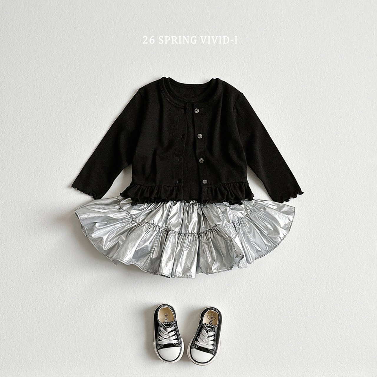 🌸預訂 韓國直送🌸🇰🇷VIVIDI三色雷射閃亮荷葉邊層疊短裙