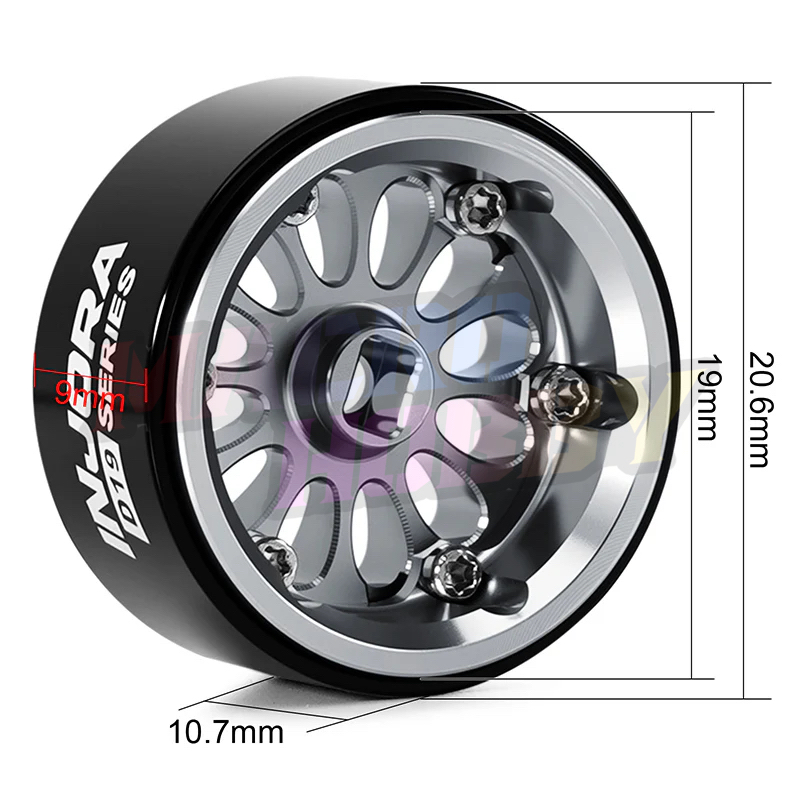 INJORA 0.7" D19 Ripple Aluminum Wheels for 1/30 SCX30 (W7005) Titanium #530392