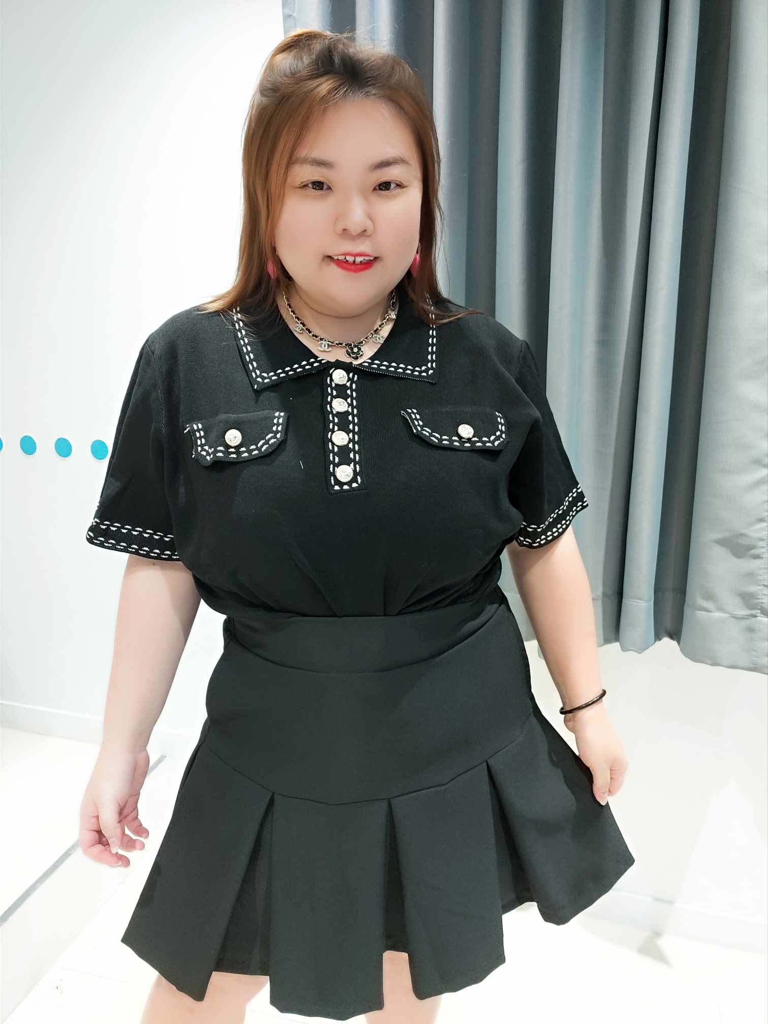 DSE18 裙摆百褶设计裤裙