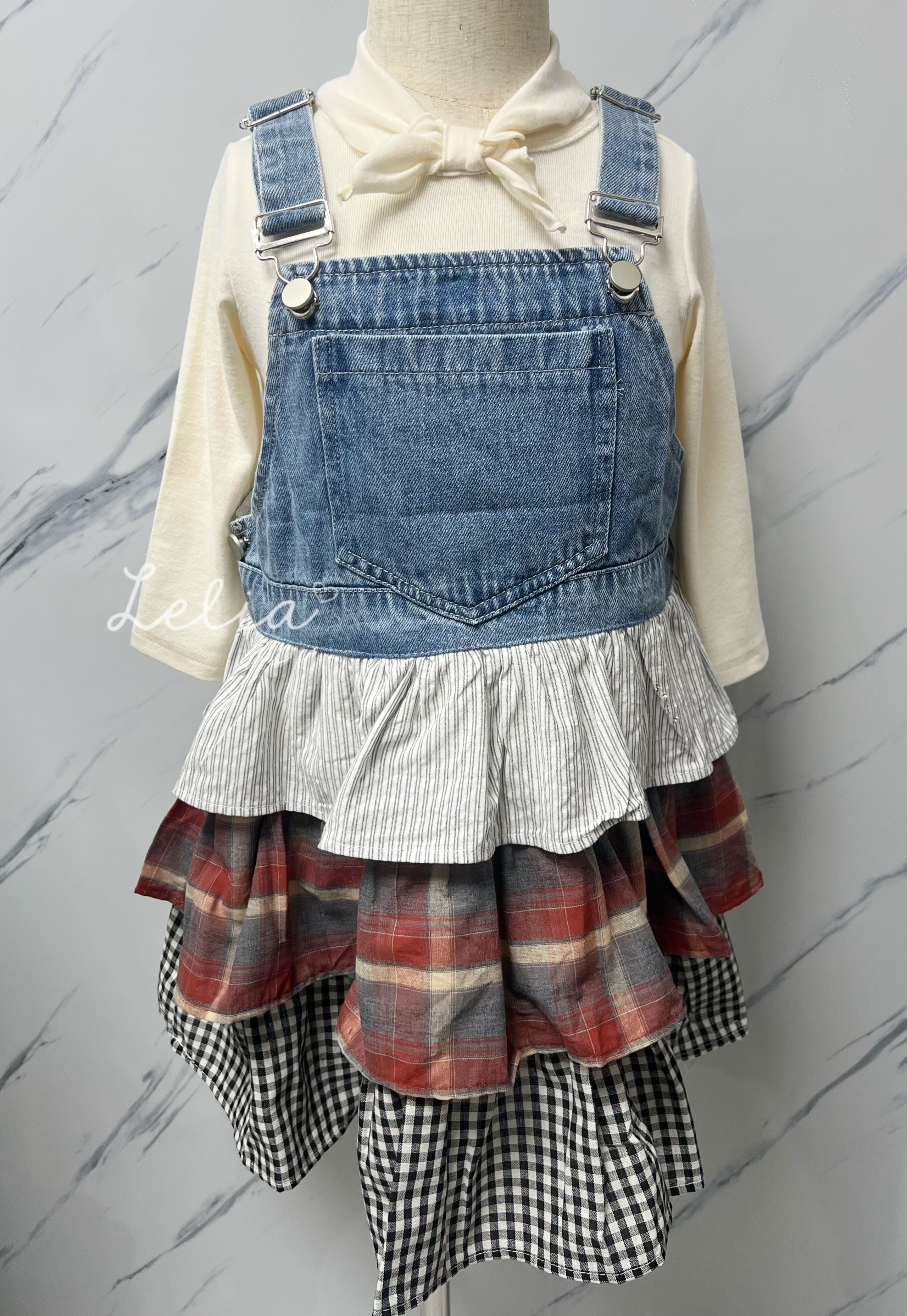 ▫️現貨▫️拼布牛仔吊帶裙