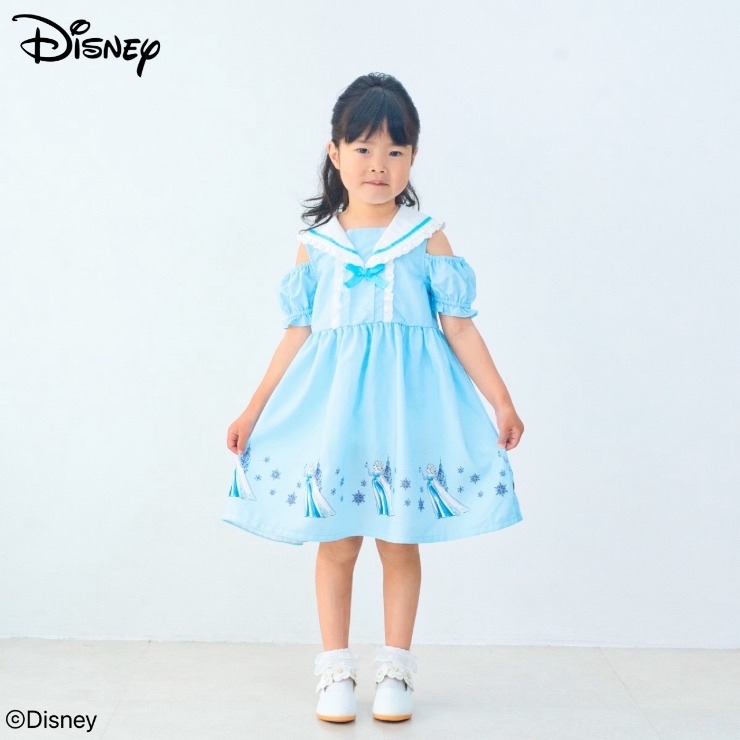 🇯🇵限時預訂 日本直送🇯🇵Elsa印花荷葉邊水手領露肩連身裙